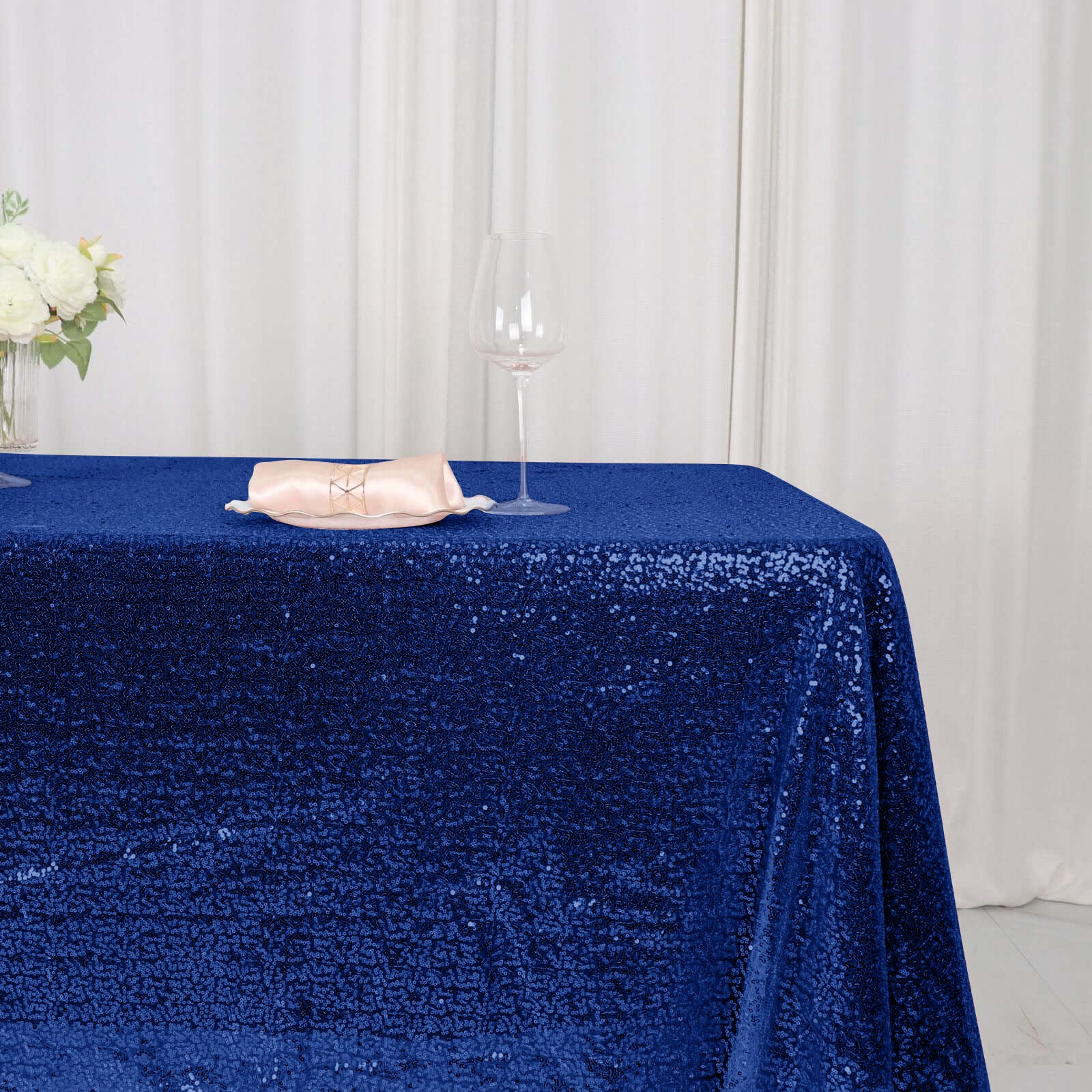 Sequin Rectangle Tablecloth 60"x126" Royal Blue - Shimmering Table Cover - Image 6
