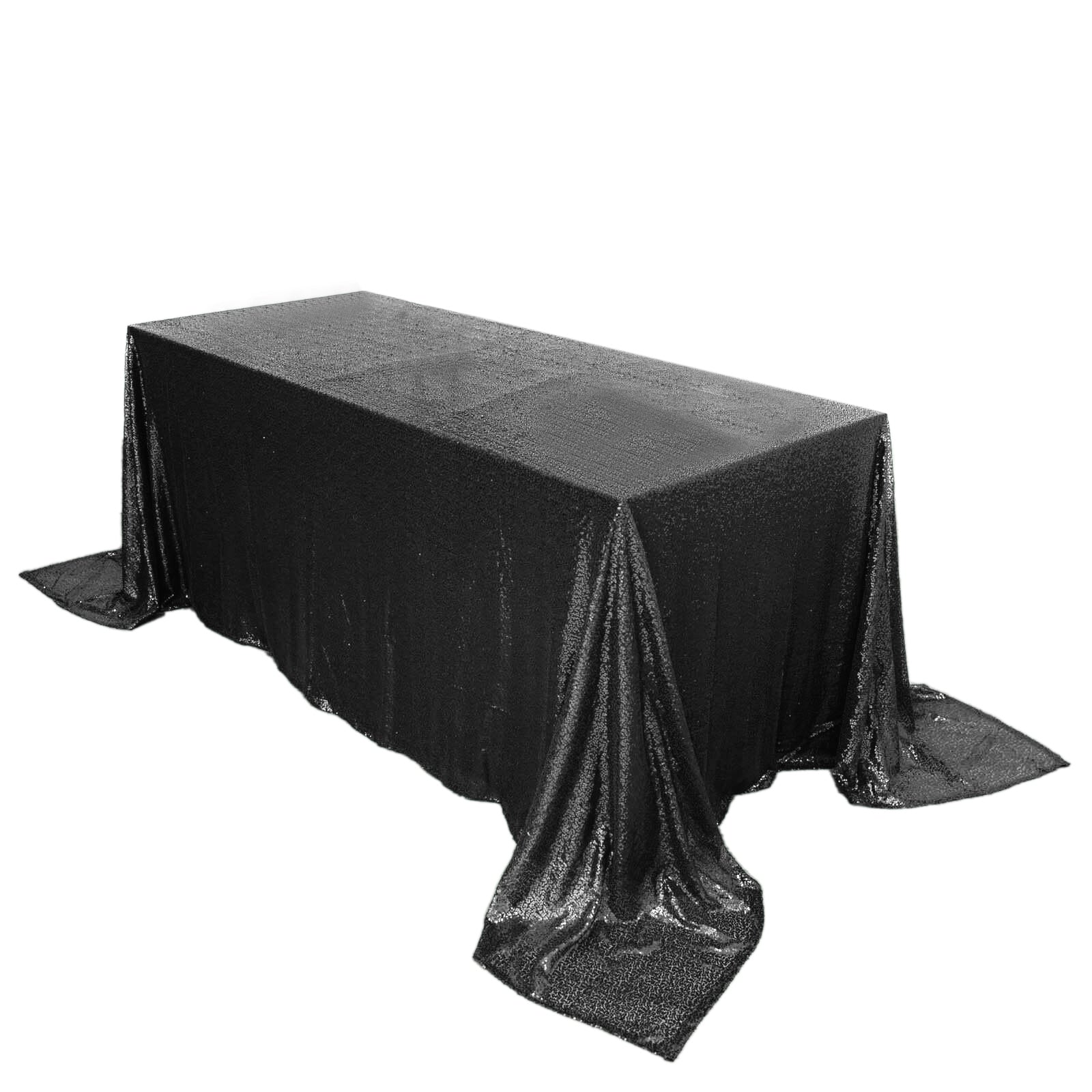 Sequin Rectangle Tablecloth 90"x132" Black with Seamless Glittering Finish - Classy Decor for Formal Events - Image 6