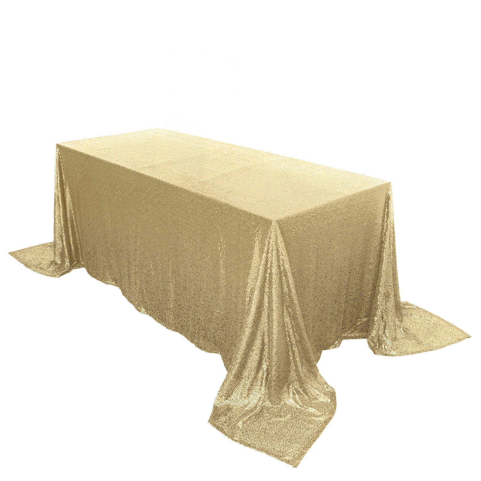 Sequin Rectangle Tablecloth 90"x132" Champagne - Seamless Glittering Finish Table Cover - Image 5