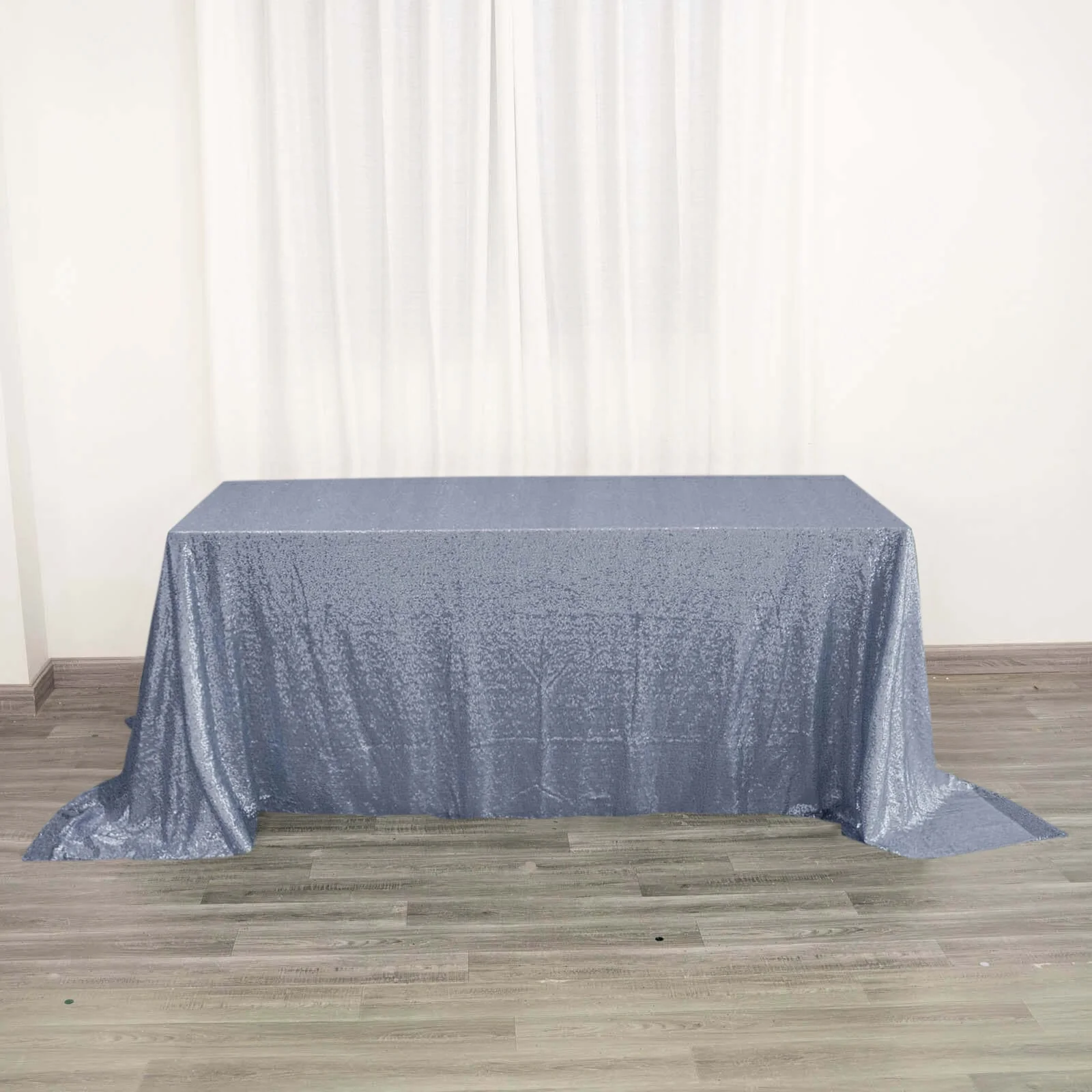 Sequin Rectangle Tablecloth 90"x132" Dusty Blue - Seamless Glittering Finish Table Cover