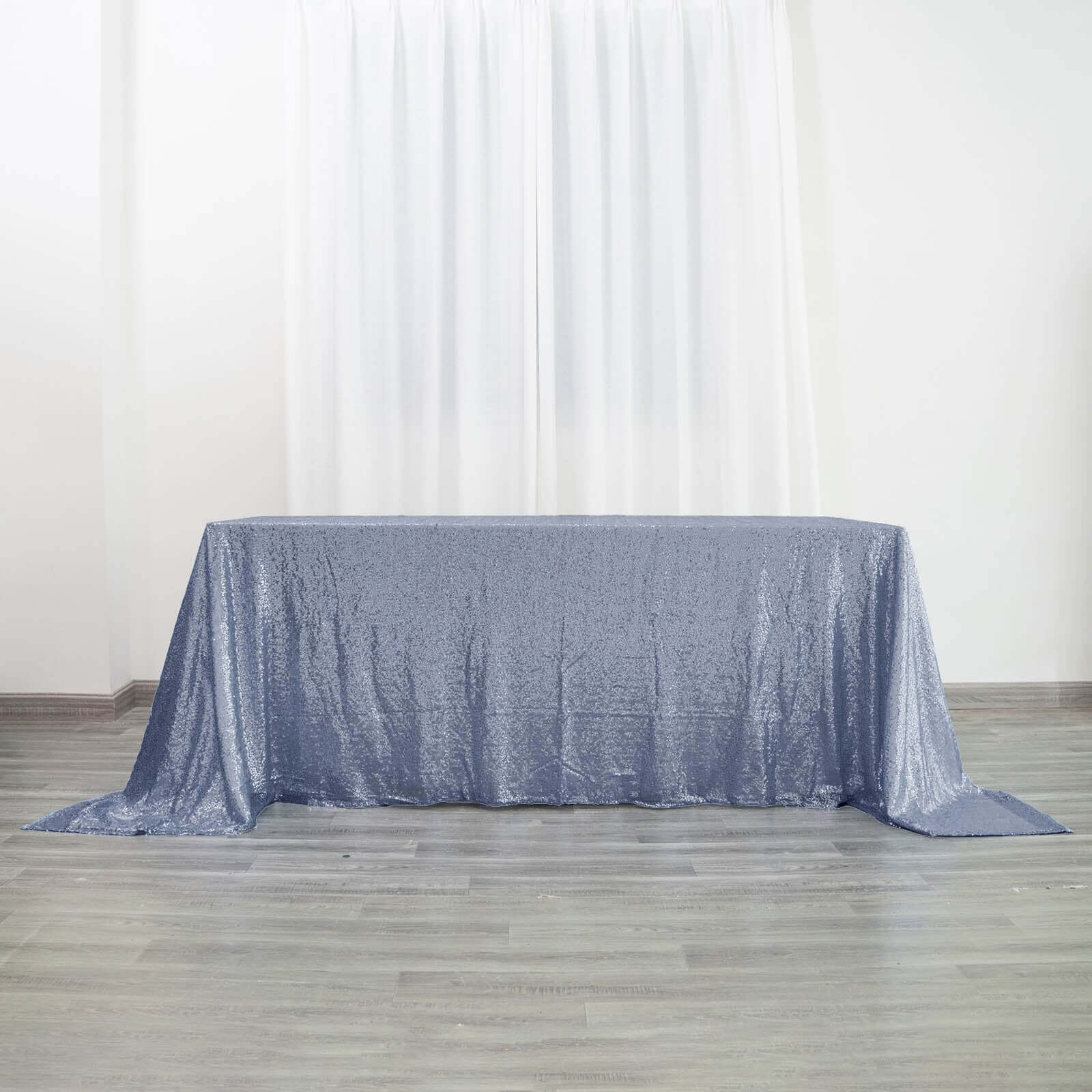 Sequin Rectangle Tablecloth 90"x132" Dusty Blue - Seamless Glittering Finish Table Cover - Image 11