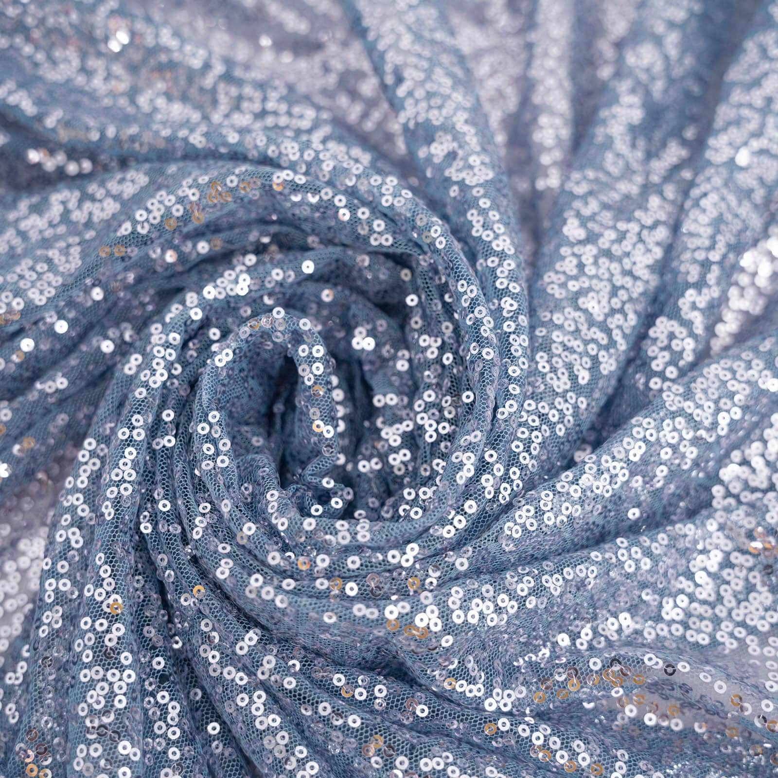 Sequin Rectangle Tablecloth 90"x132" Dusty Blue - Seamless Glittering Finish Table Cover - Image 14
