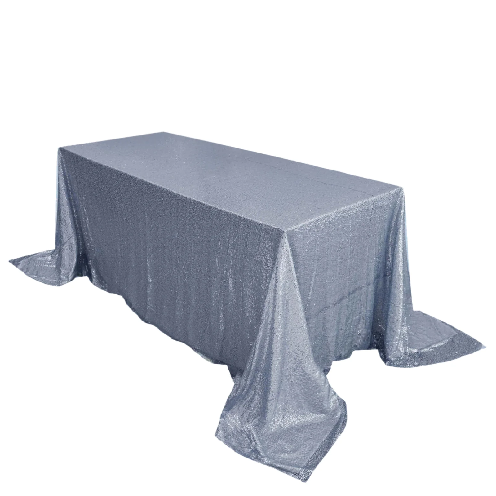 Sequin Rectangle Tablecloth 90"x132" Dusty Blue - Seamless Glittering Finish Table Cover - Image 6