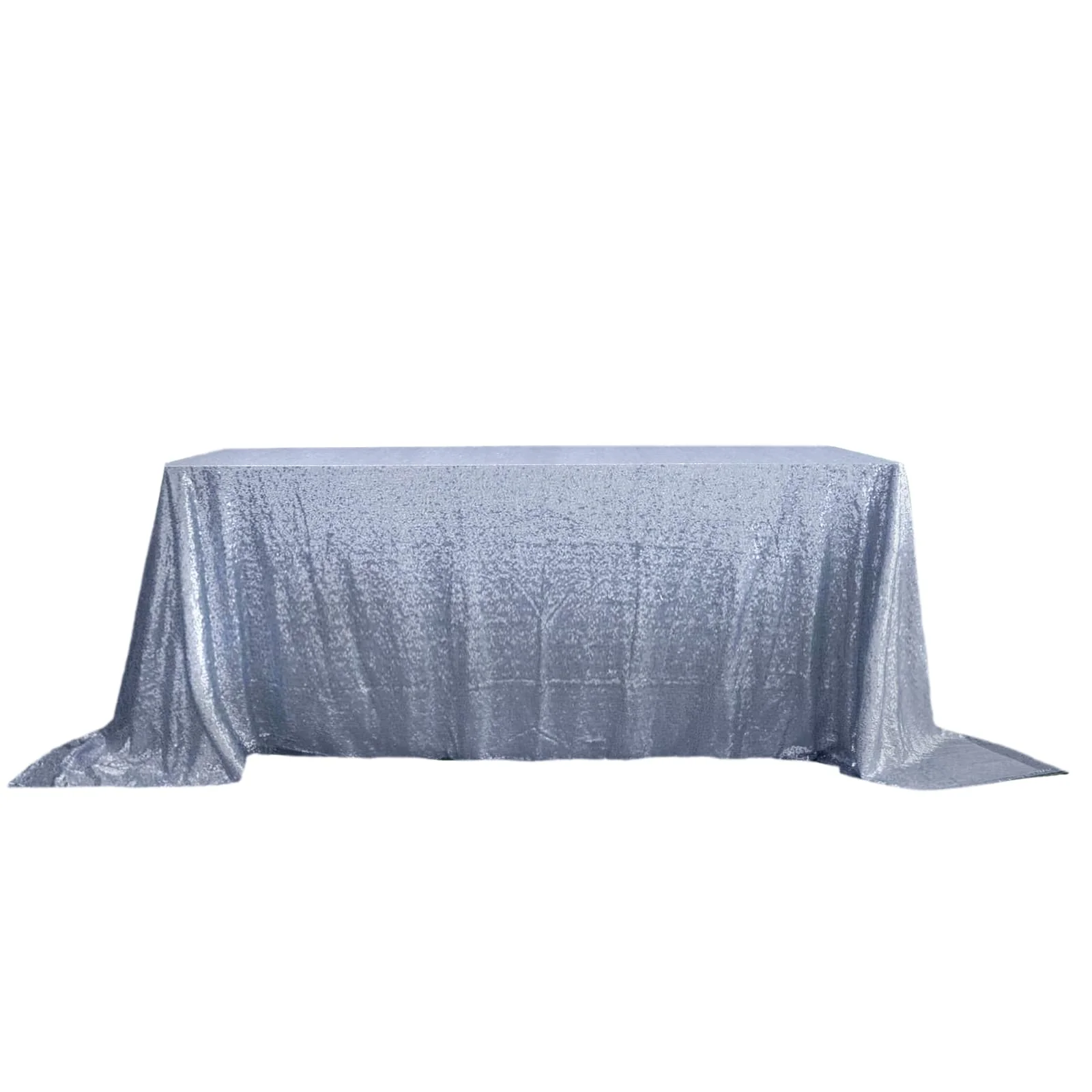 Sequin Rectangle Tablecloth 90"x132" Dusty Blue - Seamless Glittering Finish Table Cover - Image 7