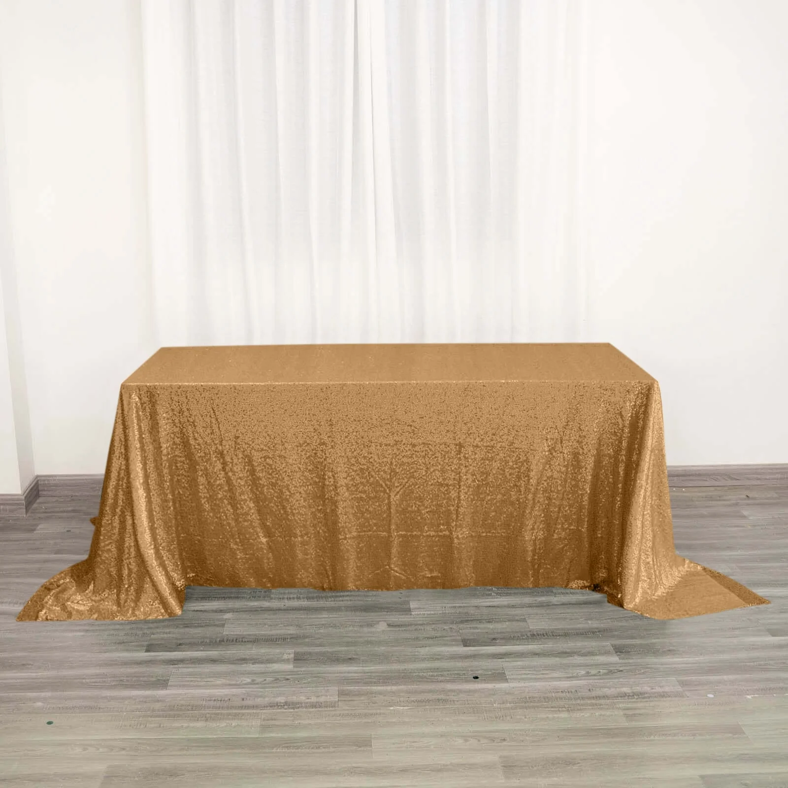 Sequin Rectangle Tablecloth 90"x132" Gold with Seamless Glittering Finish - Classy Decor for Formal Events