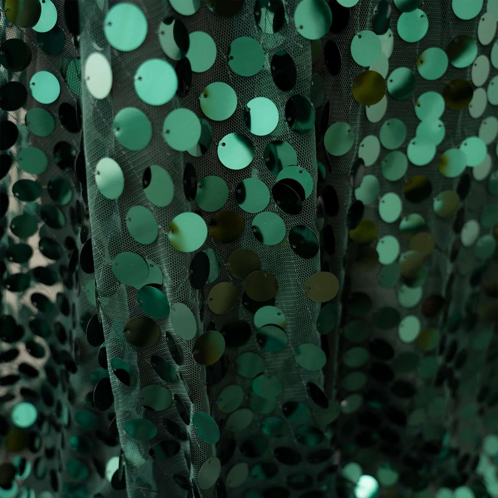 Sequin Rectangle Tablecloth 90"x132" Hunter Emerald Green - Big Payette Seamless Table Cover - Image 8