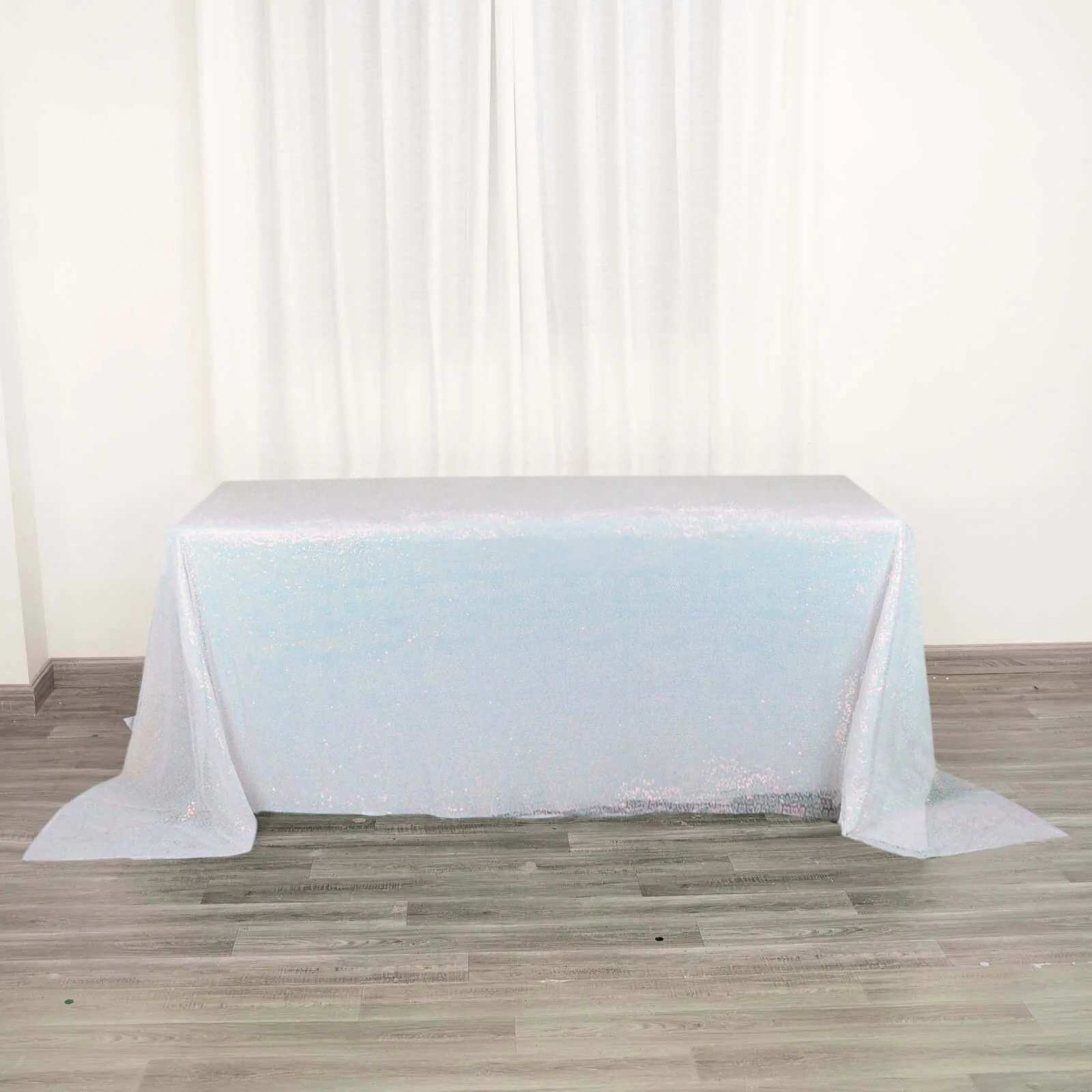 Sequin Rectangle Tablecloth 90"x132" Iridescent Blue - Seamless Glittering Finish Table Cover