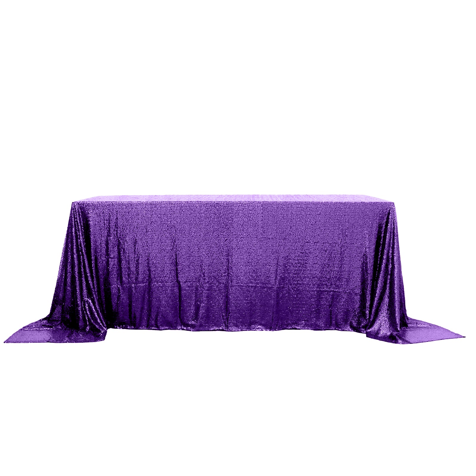 Sequin Rectangle Tablecloth 90"x132" Purple - Seamless Glittering Finish Table Cover - Image 3