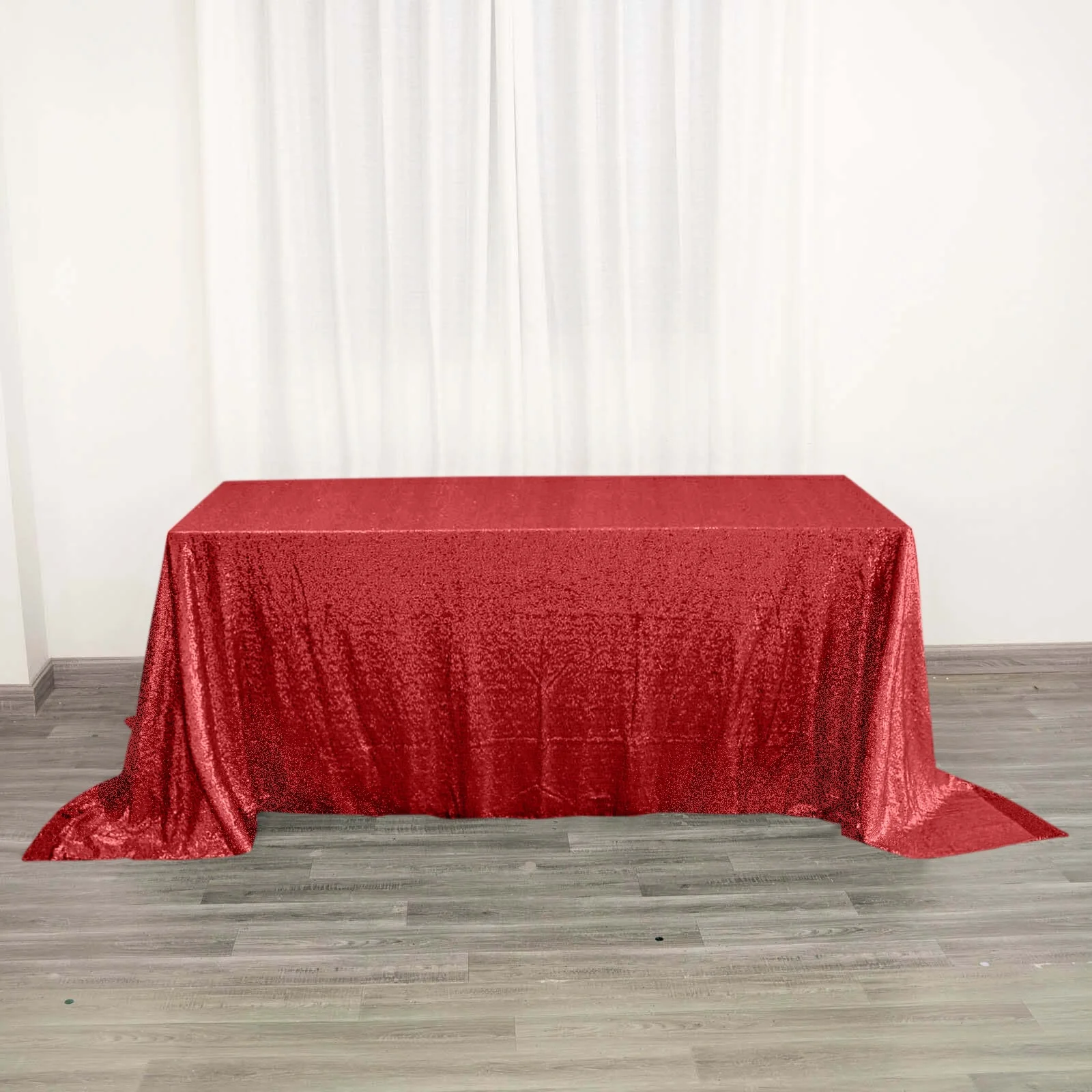 Sequin Rectangle Tablecloth 90"x132" Red - Seamless Glittering Finish Table Cover