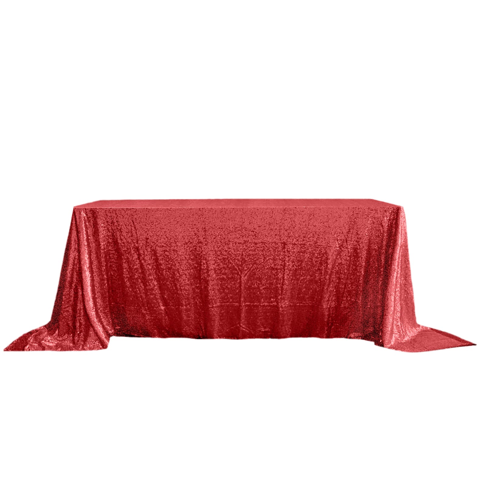 Sequin Rectangle Tablecloth 90"x132" Red - Seamless Glittering Finish Table Cover - Image 3