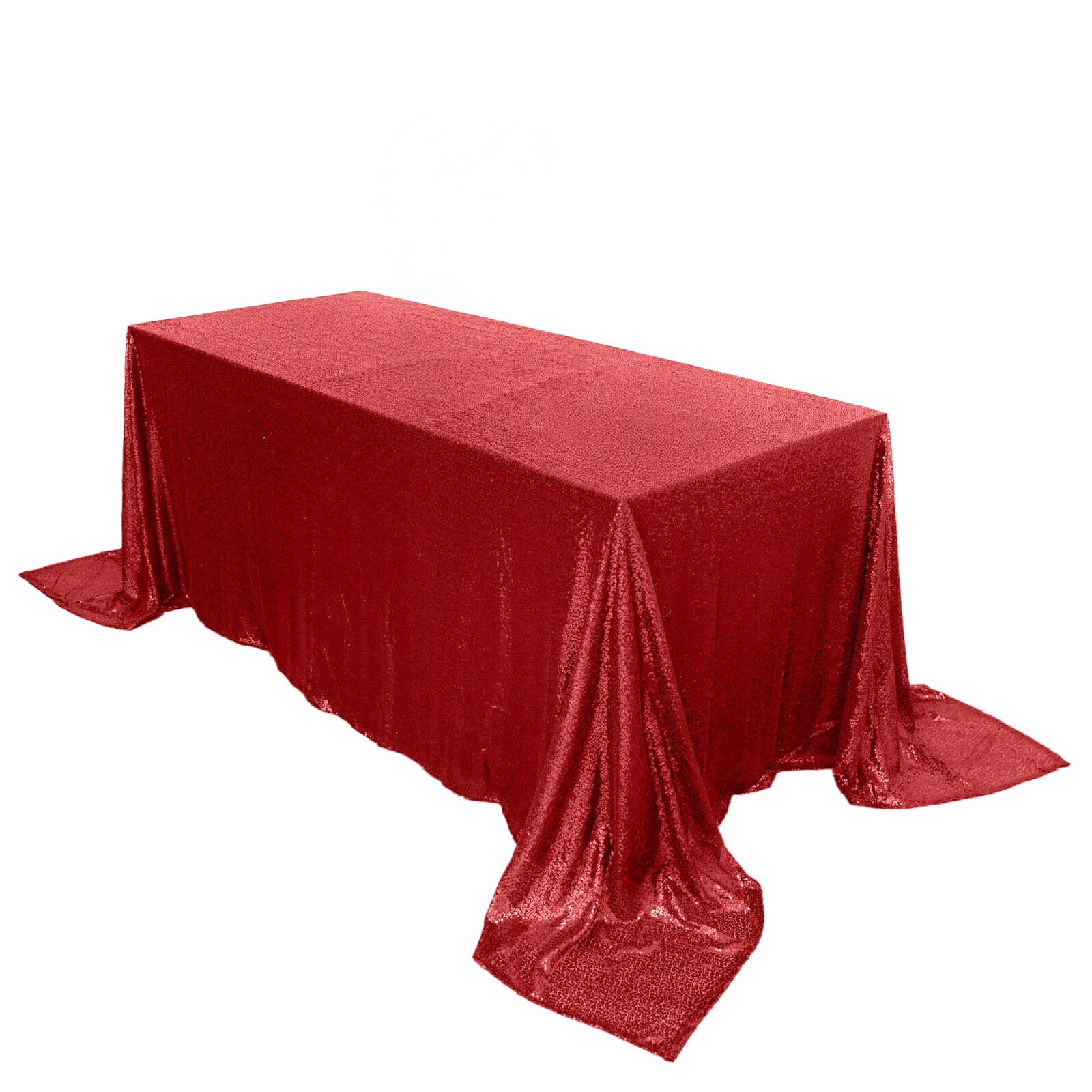Sequin Rectangle Tablecloth 90"x132" Red - Seamless Glittering Finish Table Cover - Image 6