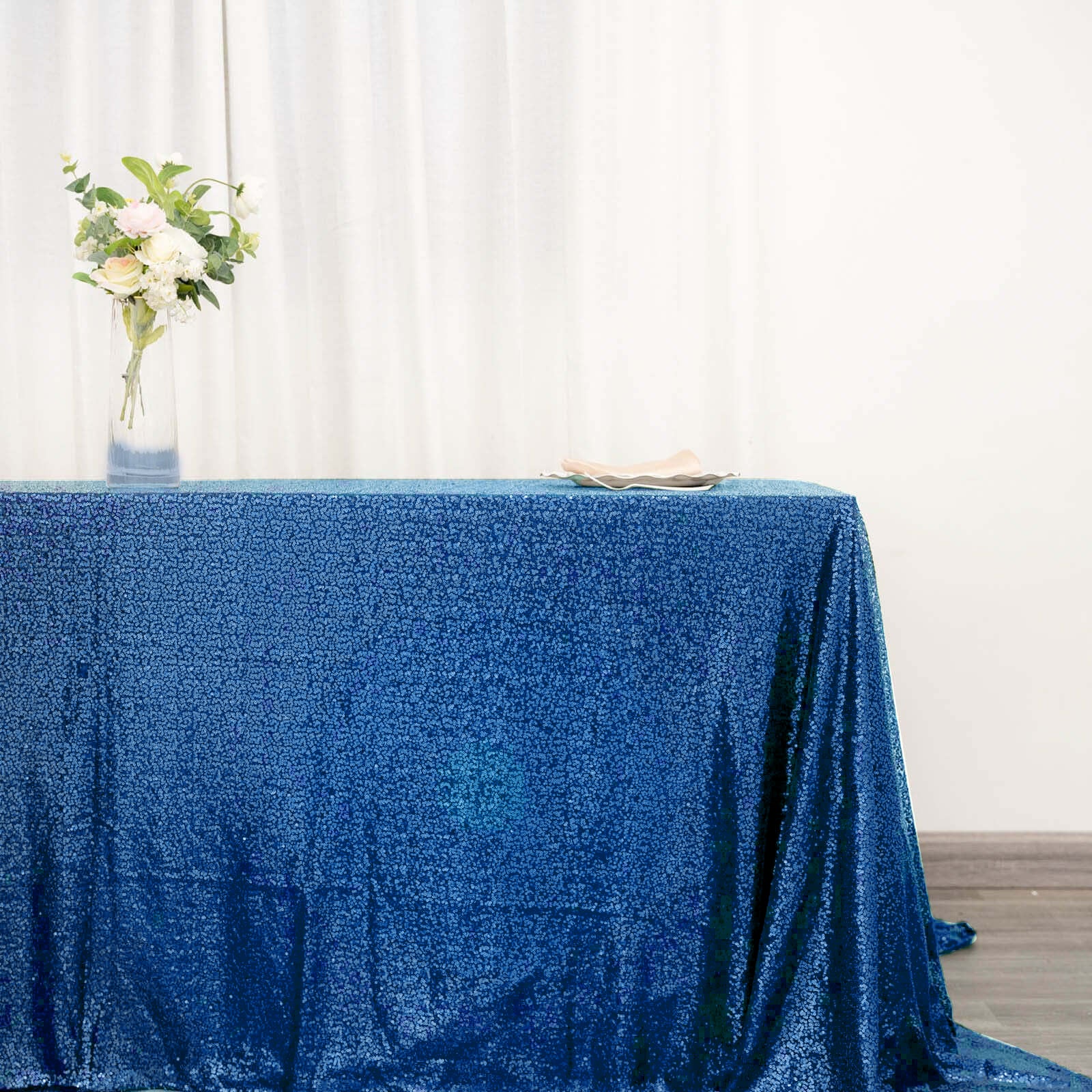 Sequin Rectangle Tablecloth 90"x132" Royal Blue - Seamless Glittering Finish Table Cover - Image 6