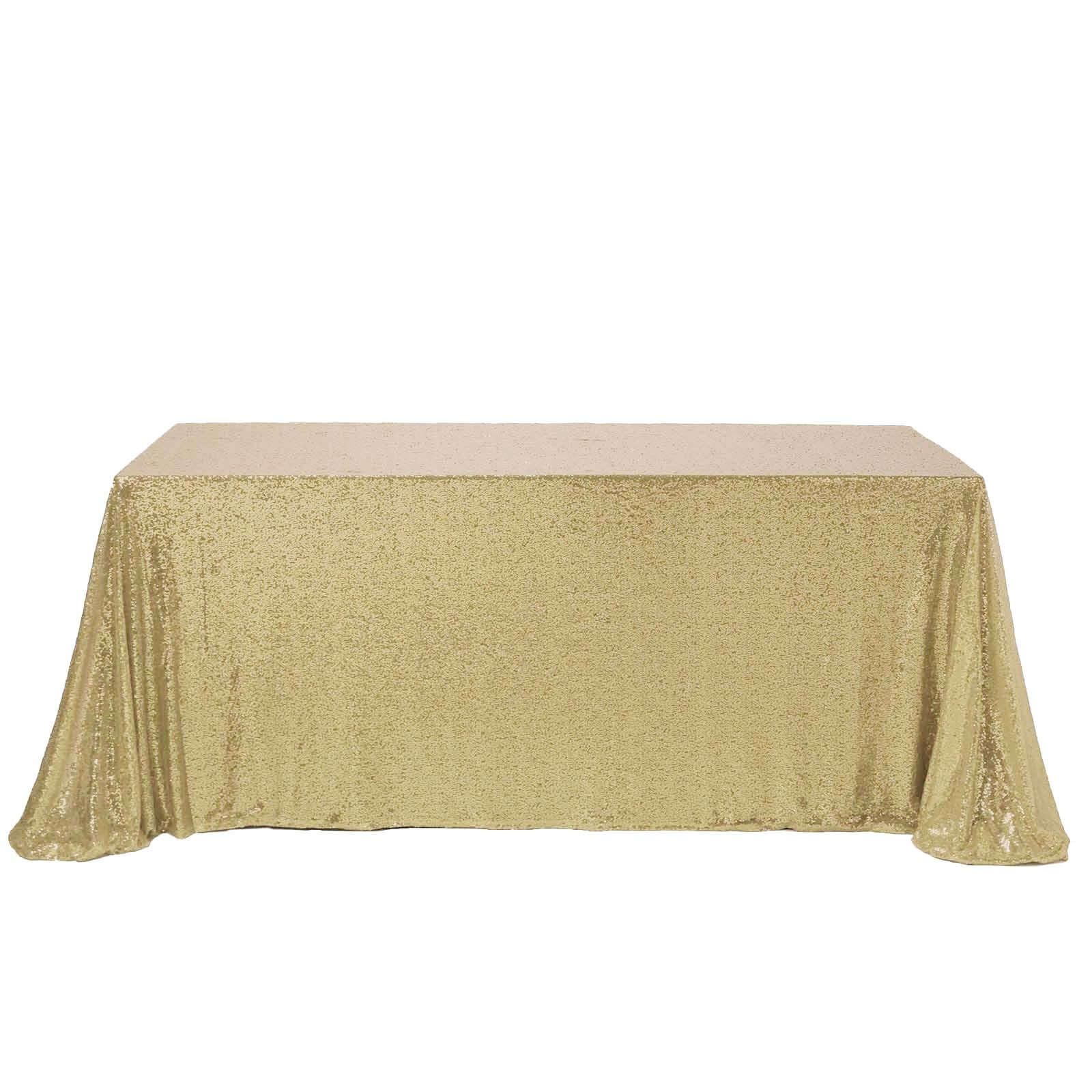 Sequin Rectangle Tablecloth 90"x156" Champagne - Seamless Shimmering Finish Table Cover - Image 5