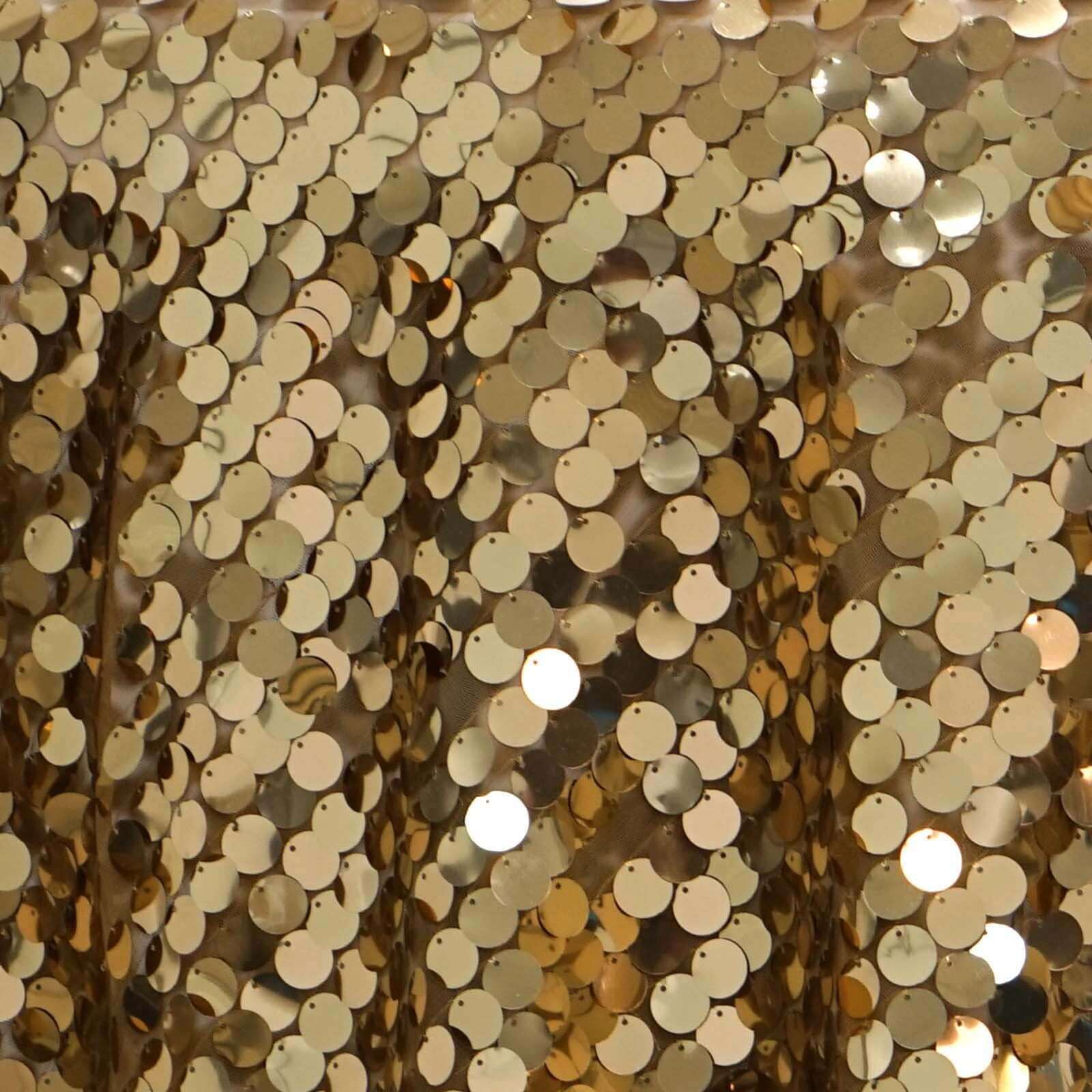 Sequin Rectangle Tablecloth 90"x156" Gold - Big Payette Seamless Table Cover - Image 3