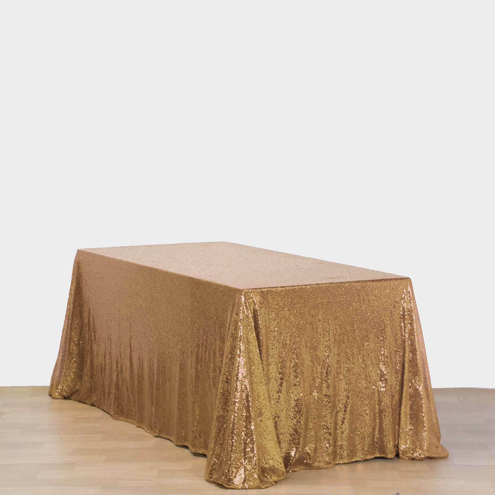 Sequin Rectangle Tablecloth 90"x156" Gold with Seamless Shimmering Finish - Refined Decor for Weddings - Image 6