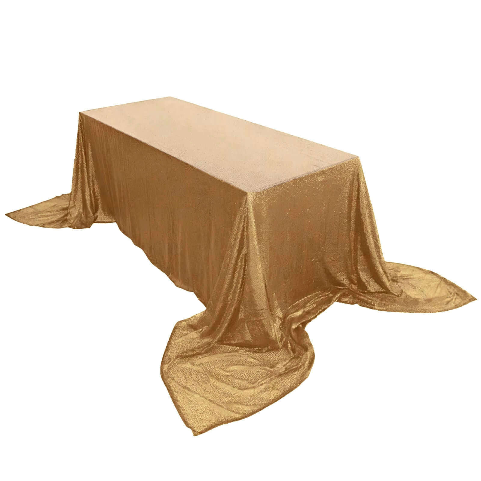 Sequin Rectangle Tablecloth 90"x156" Gold with Seamless Shimmering Finish - Refined Decor for Weddings - Image 7
