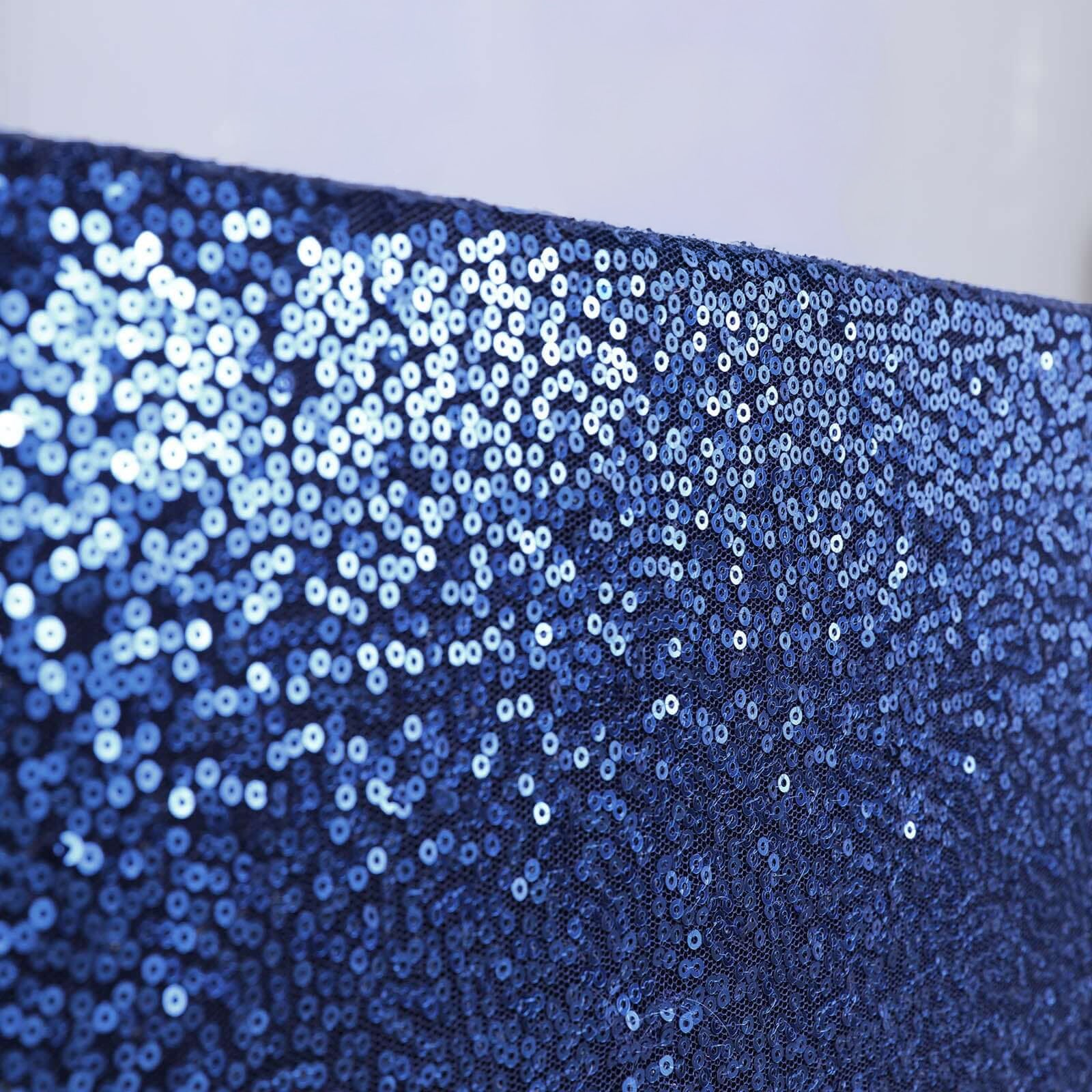 Sequin Rectangle Tablecloth 90"x156" Navy Blue - Seamless Shimmering Finish Table Cover - Image 7