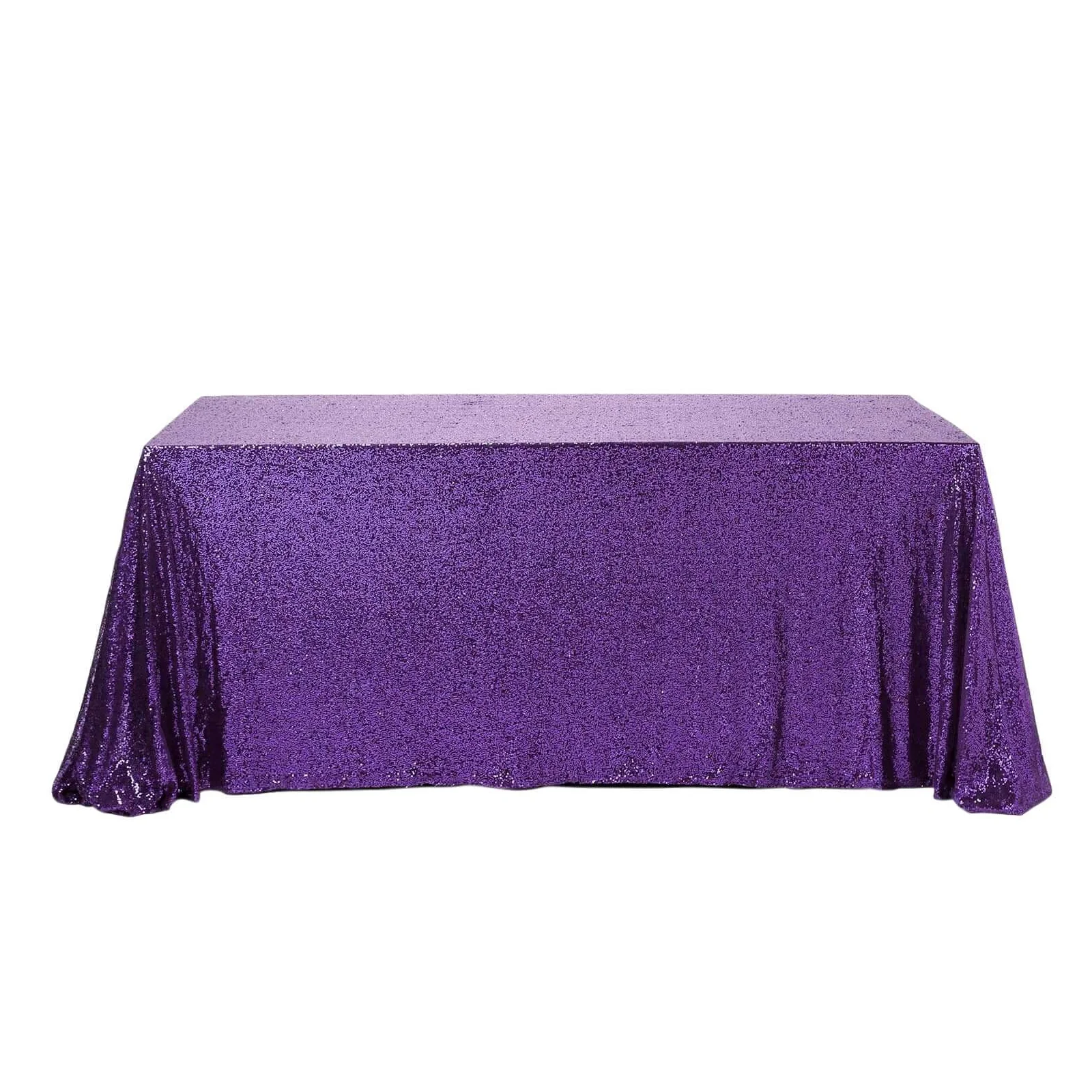 Sequin Rectangle Tablecloth 90"x156" Purple - Seamless Shimmering Finish Table Cover - Image 6