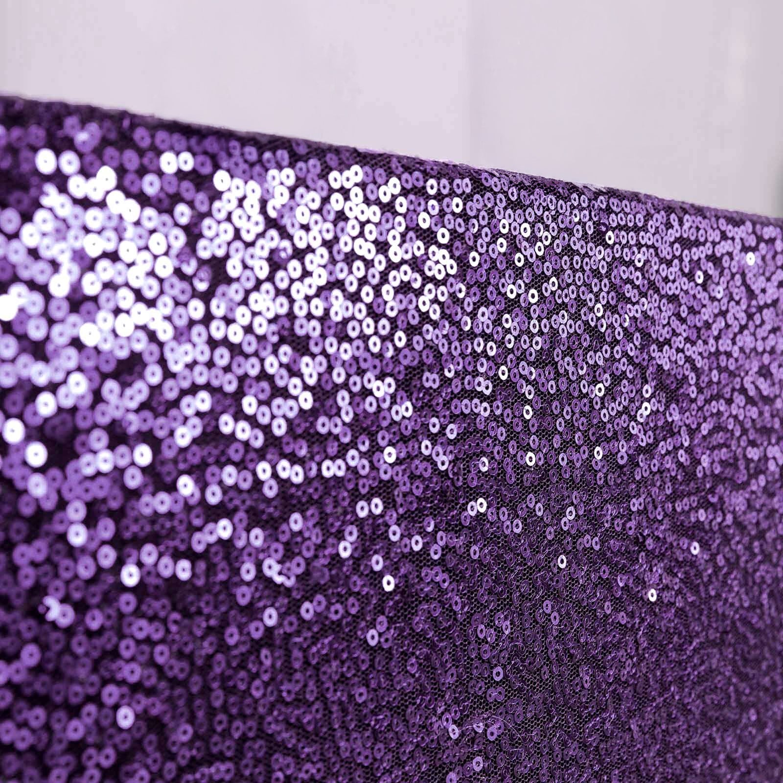 Sequin Rectangle Tablecloth 90"x156" Purple - Seamless Shimmering Finish Table Cover - Image 7