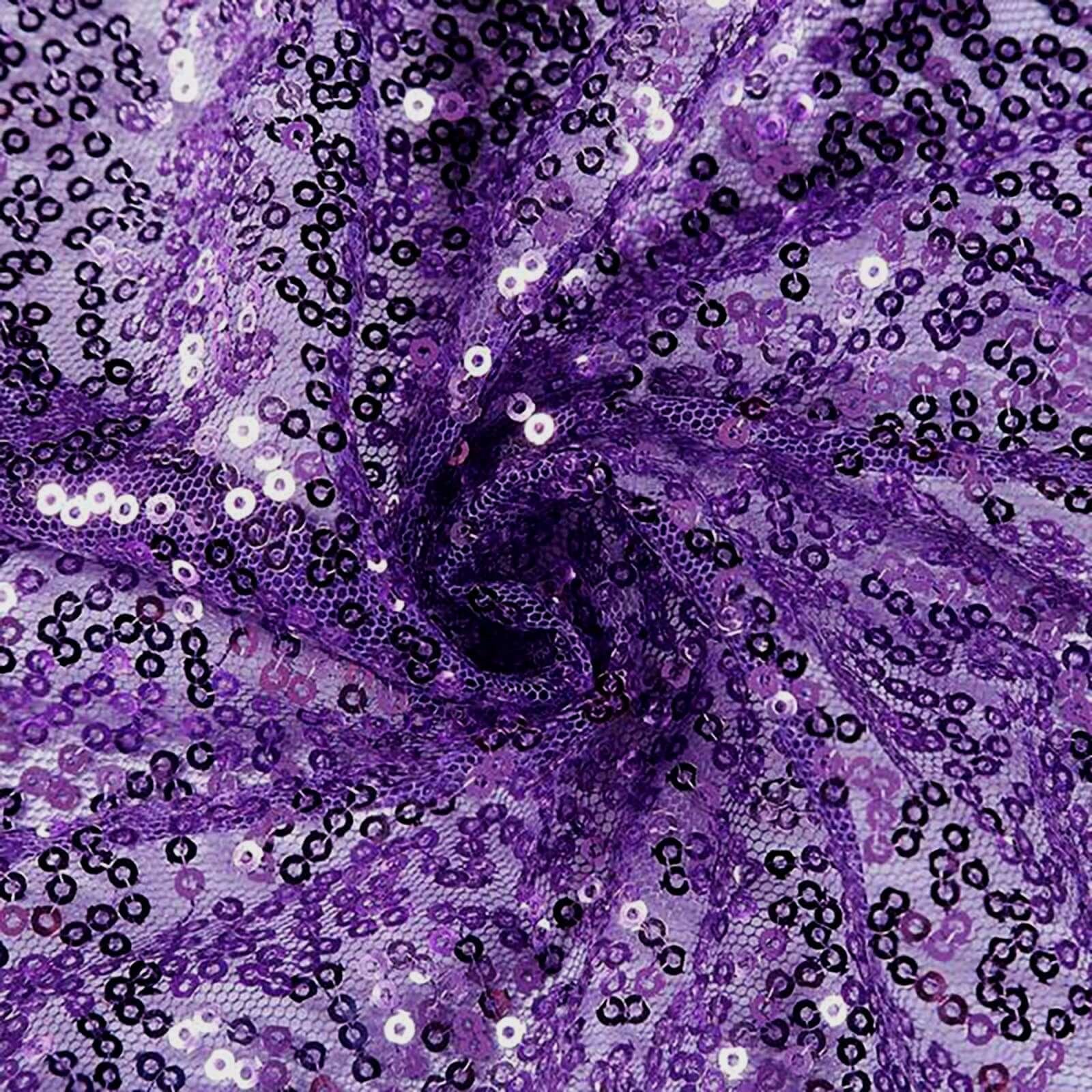 Sequin Rectangle Tablecloth 90"x156" Purple - Seamless Shimmering Finish Table Cover - Image 8
