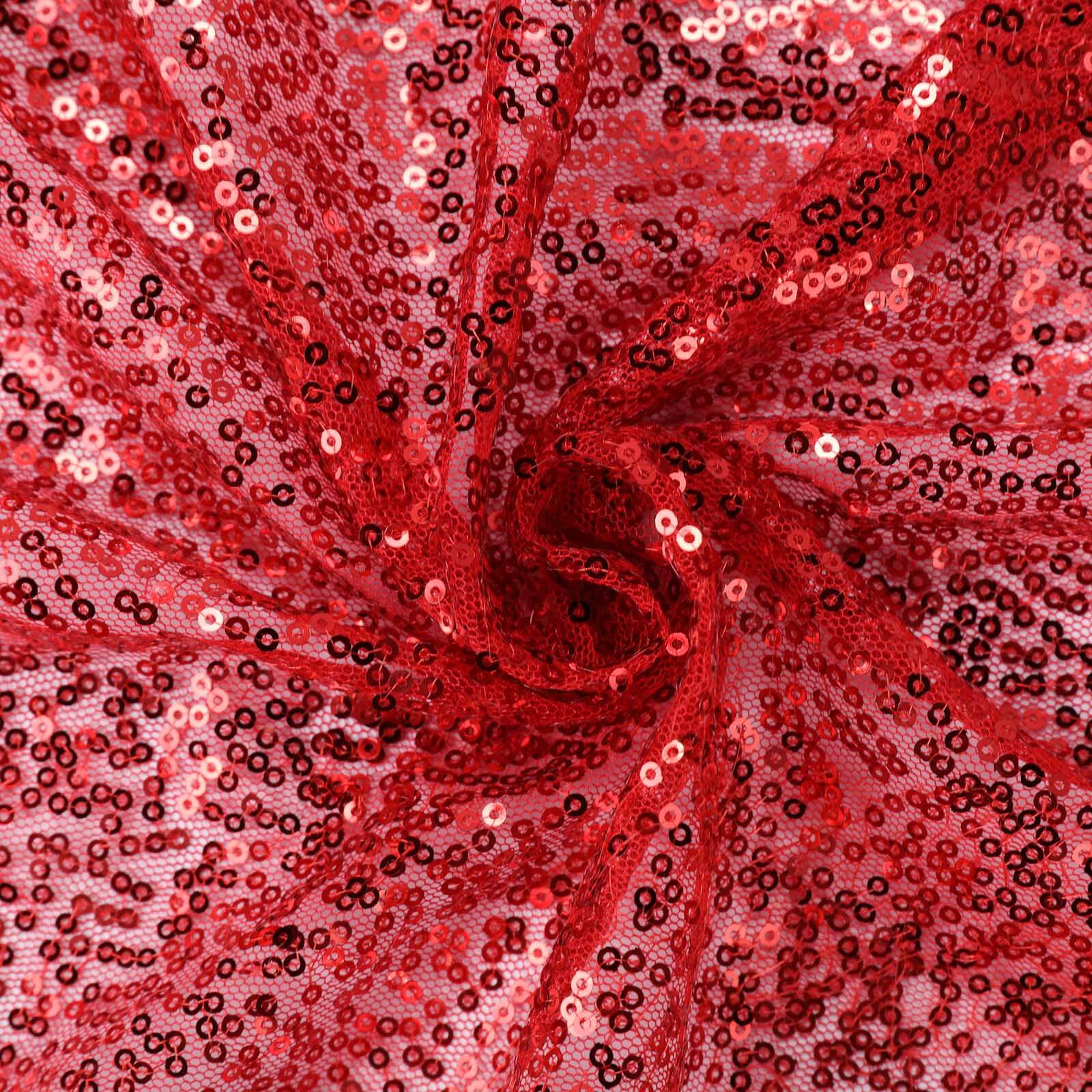 Sequin Rectangle Tablecloth 90"x156" Red - Seamless Shimmering Finish Table Cover - Image 8