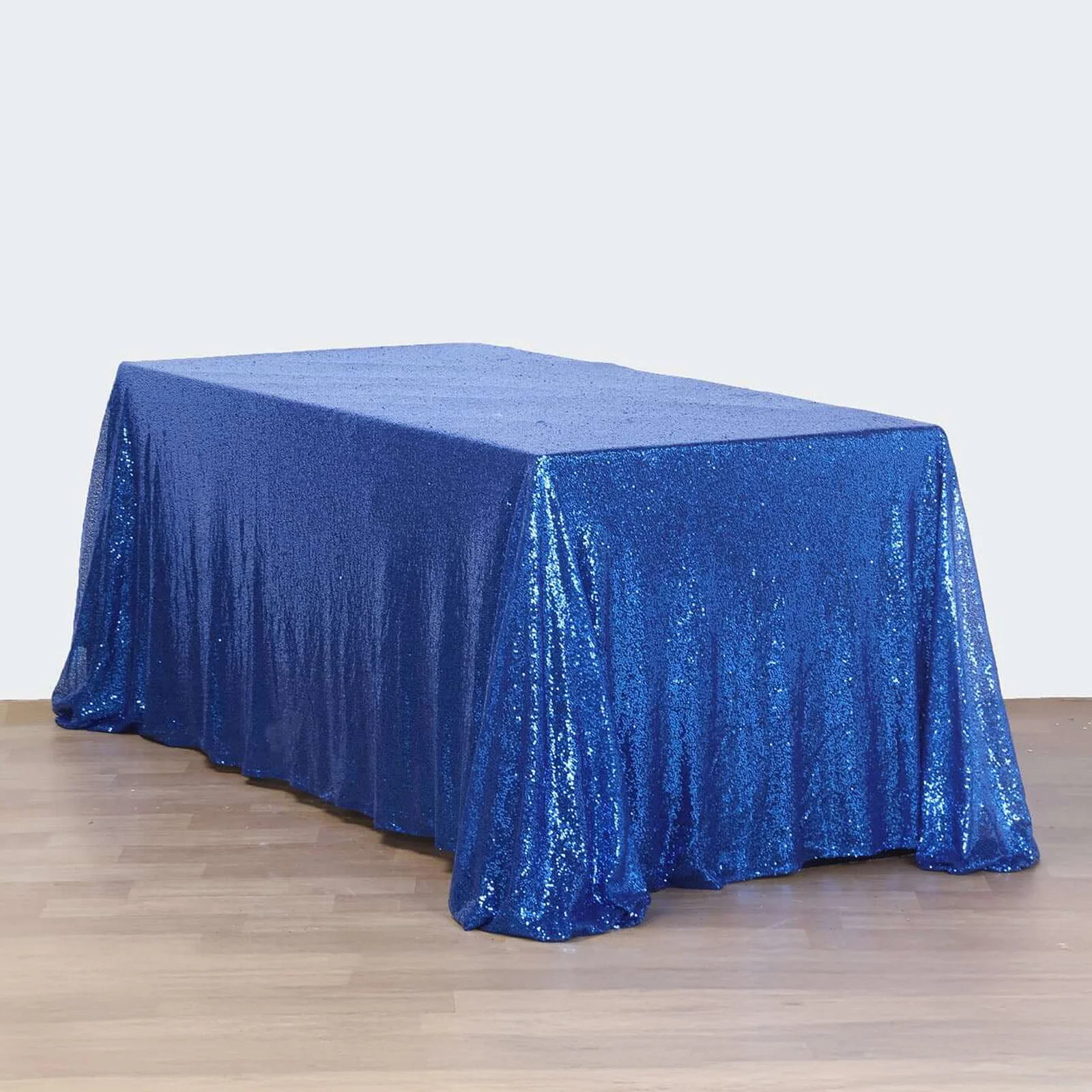 Sequin Rectangle Tablecloth 90"x156" Royal Blue - Seamless Shimmering Finish Table Cover - Image 5