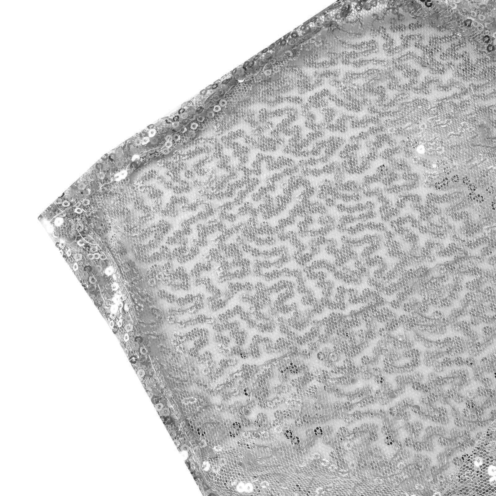 Sequin Rectangle Tablecloth 90"x156" Silver - Seamless Shimmering Finish Table Cover - Image 8