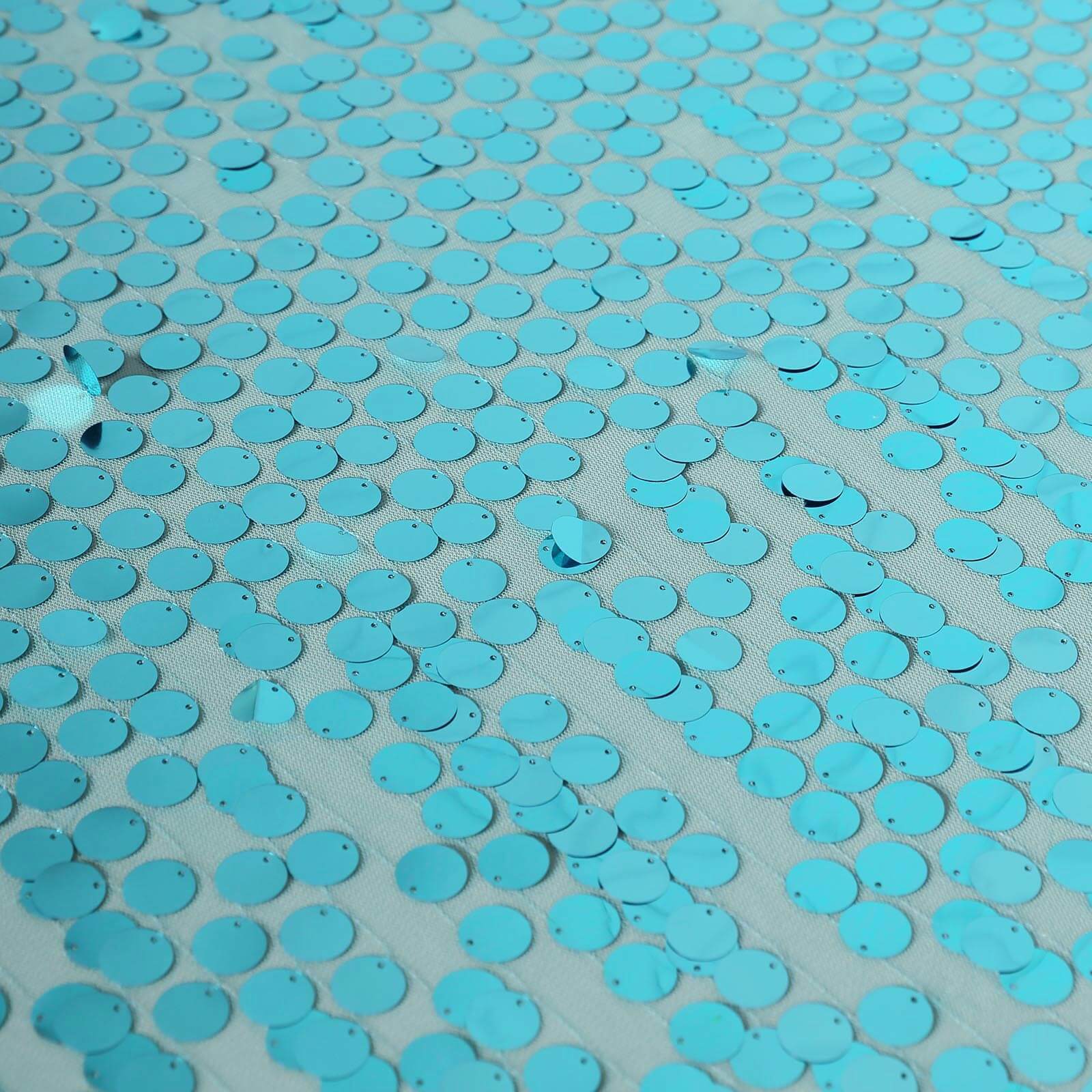 Sequin Rectangle Tablecloth 90"x156" Turquoise - Big Payette Seamless Table Cover - Image 8