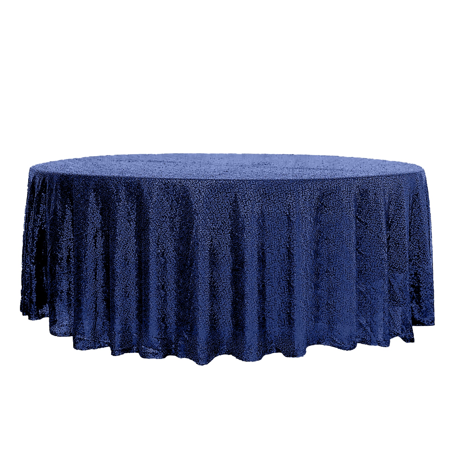 Sequin Round Tablecloth 108" Navy Blue with Glittering Finish Table Cover - Image 7
