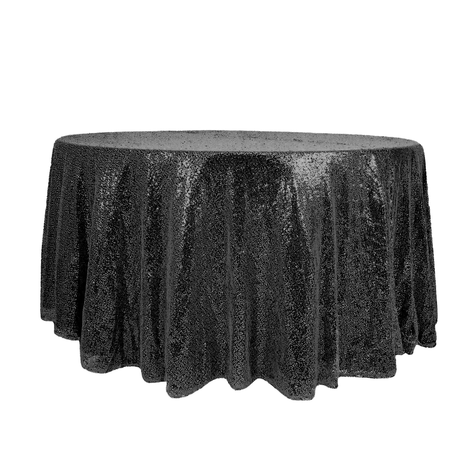 Sequin Round Tablecloth 120" Black - Seamless Table Cover - Image 6