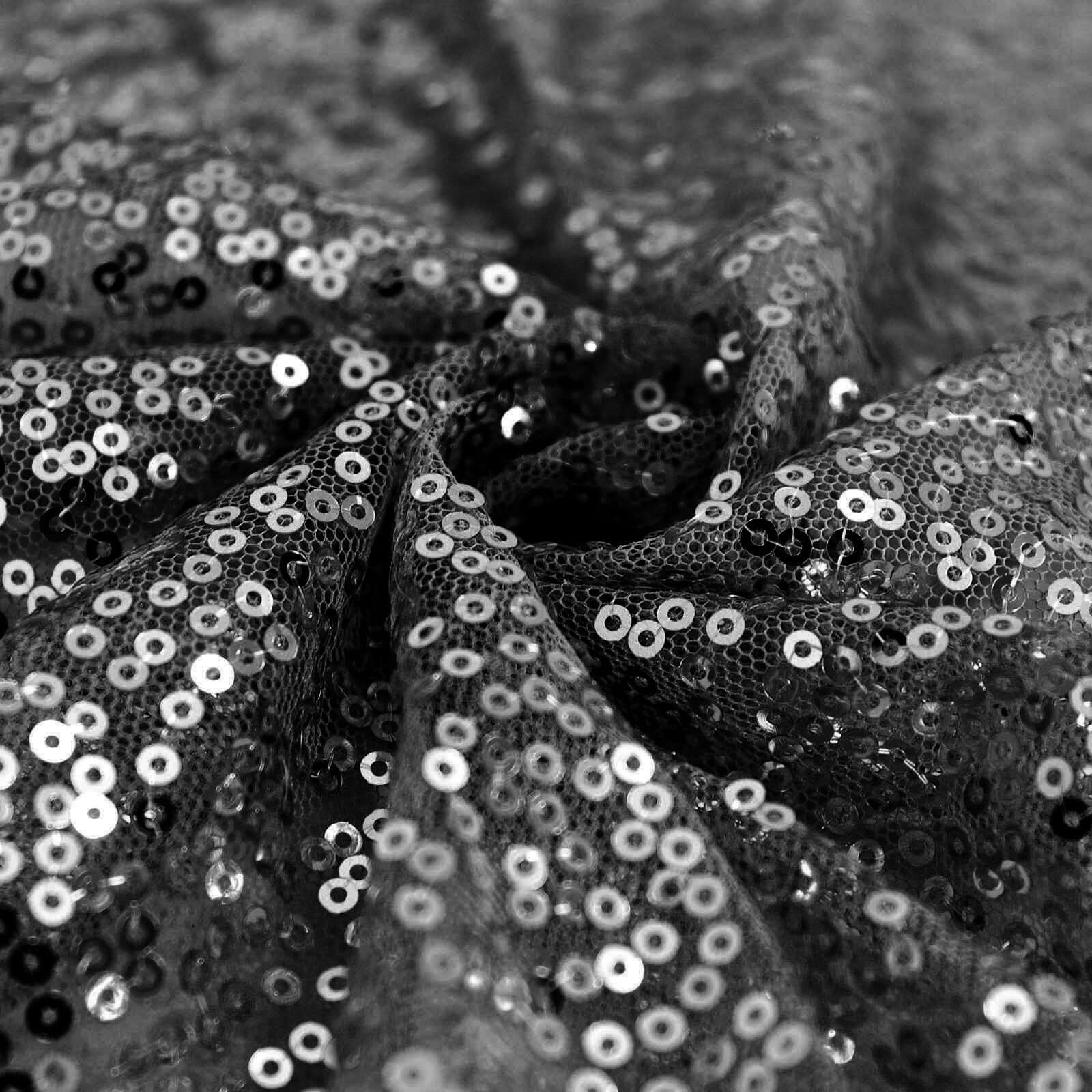 Sequin Round Tablecloth 120" Black - Seamless Table Cover - Image 8