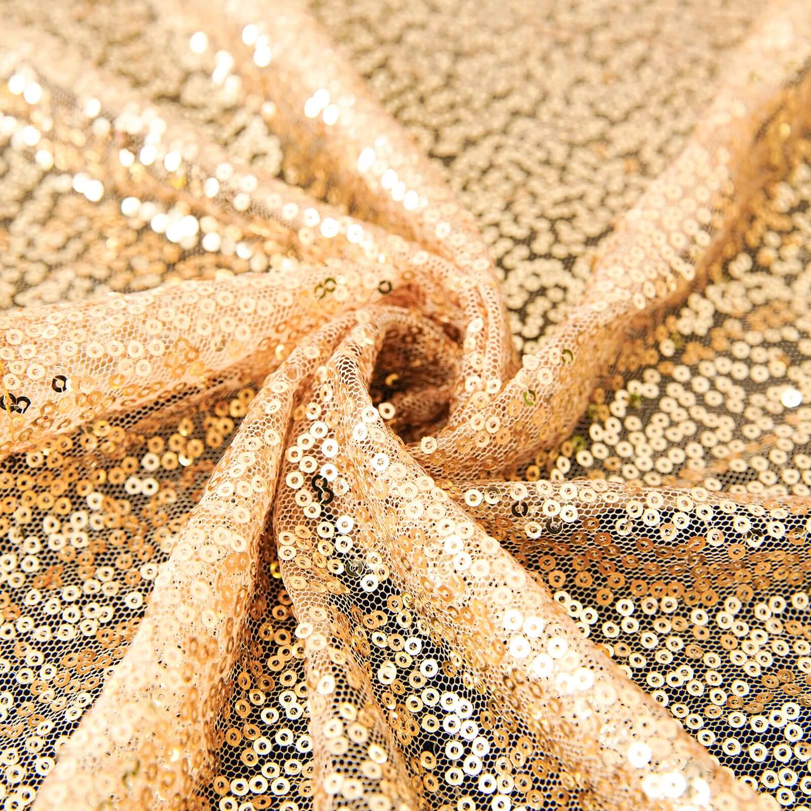 Sequin Round Tablecloth 120" Champagne - Seamless Table Cover - Image 8