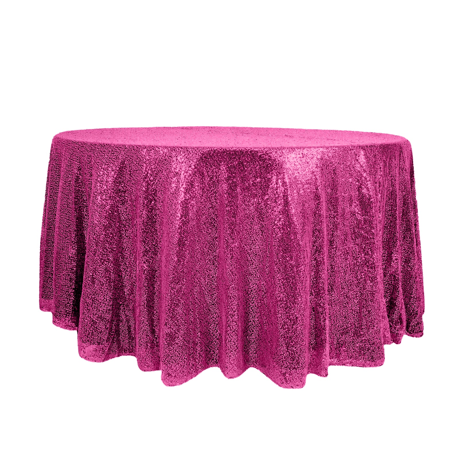 Sequin Round Tablecloth 120" Fuchsia - Seamless Table Cover - Image 6
