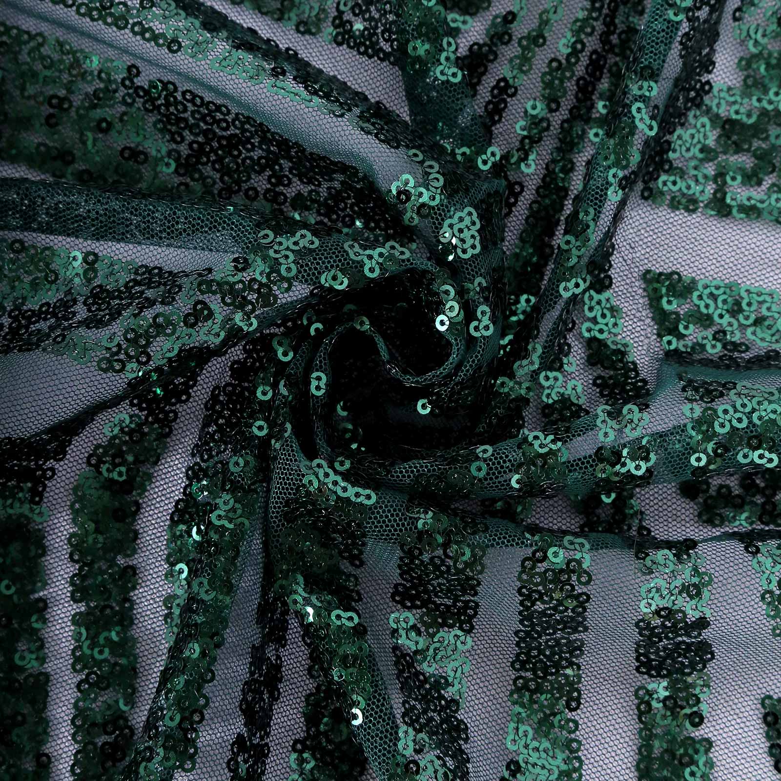 Sequin Round Tablecloth 120" Hunter Emerald Green with Diamond Glitz Design - Seamless Table Topper - Image 10