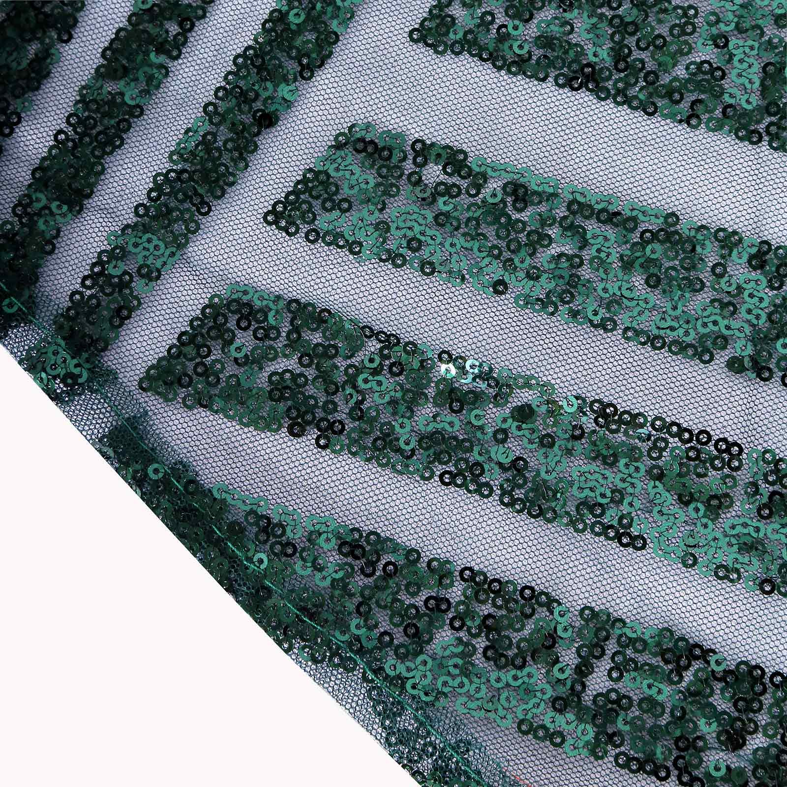 Sequin Round Tablecloth 120" Hunter Emerald Green with Diamond Glitz Design - Seamless Table Topper - Image 9