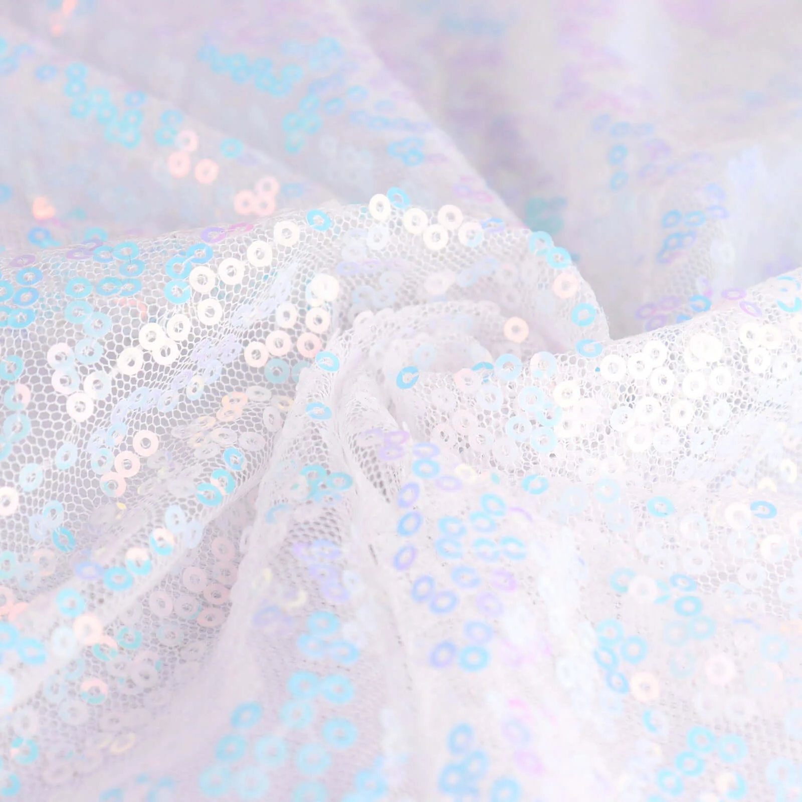 Sequin Round Tablecloth 120" Iridescent Blue - Seamless Table Cover - Image 13