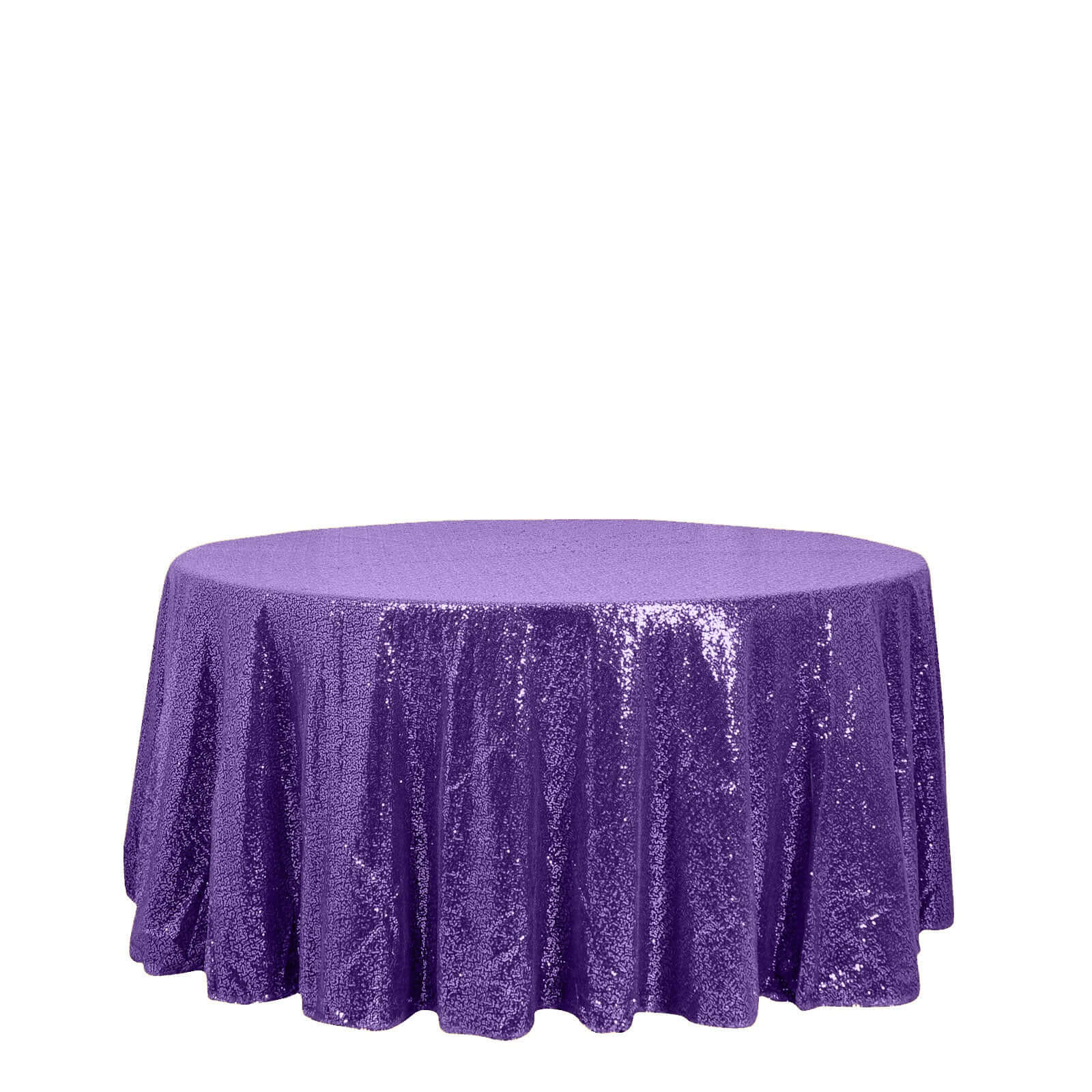 Sequin Round Tablecloth 120" Purple - Seamless Table Cover - Image 5