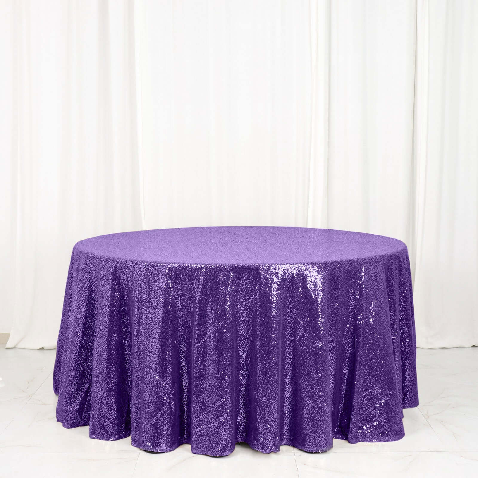 Sequin Round Tablecloth 120" Purple - Seamless Table Cover - Image 6