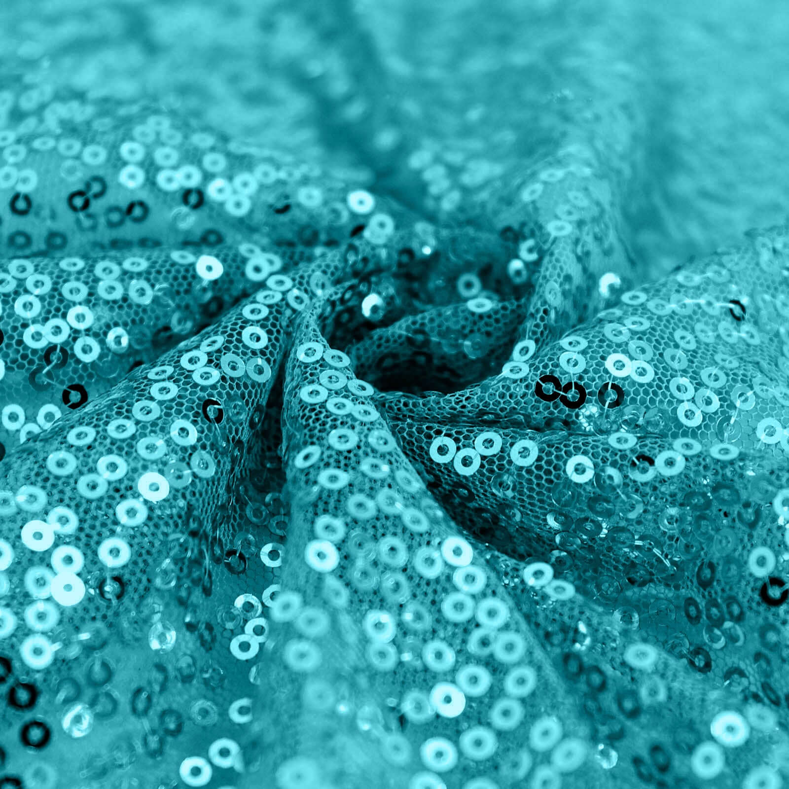 Sequin Round Tablecloth 120" Turquoise - Seamless Table Cover - Image 8