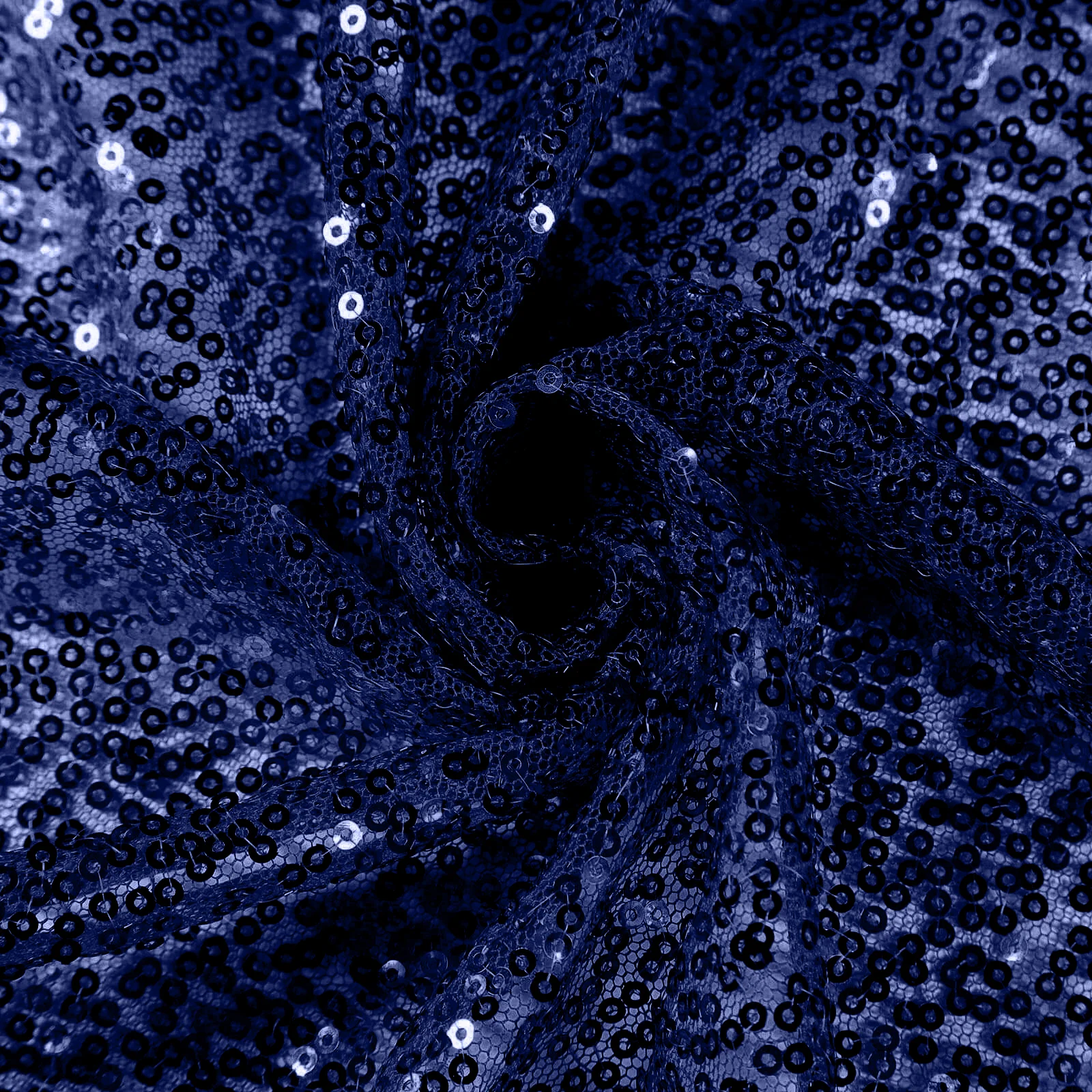 Sequin Round Tablecloth 132" Navy Blue with Seamless Twinkling Finish Table Cover - Image 8