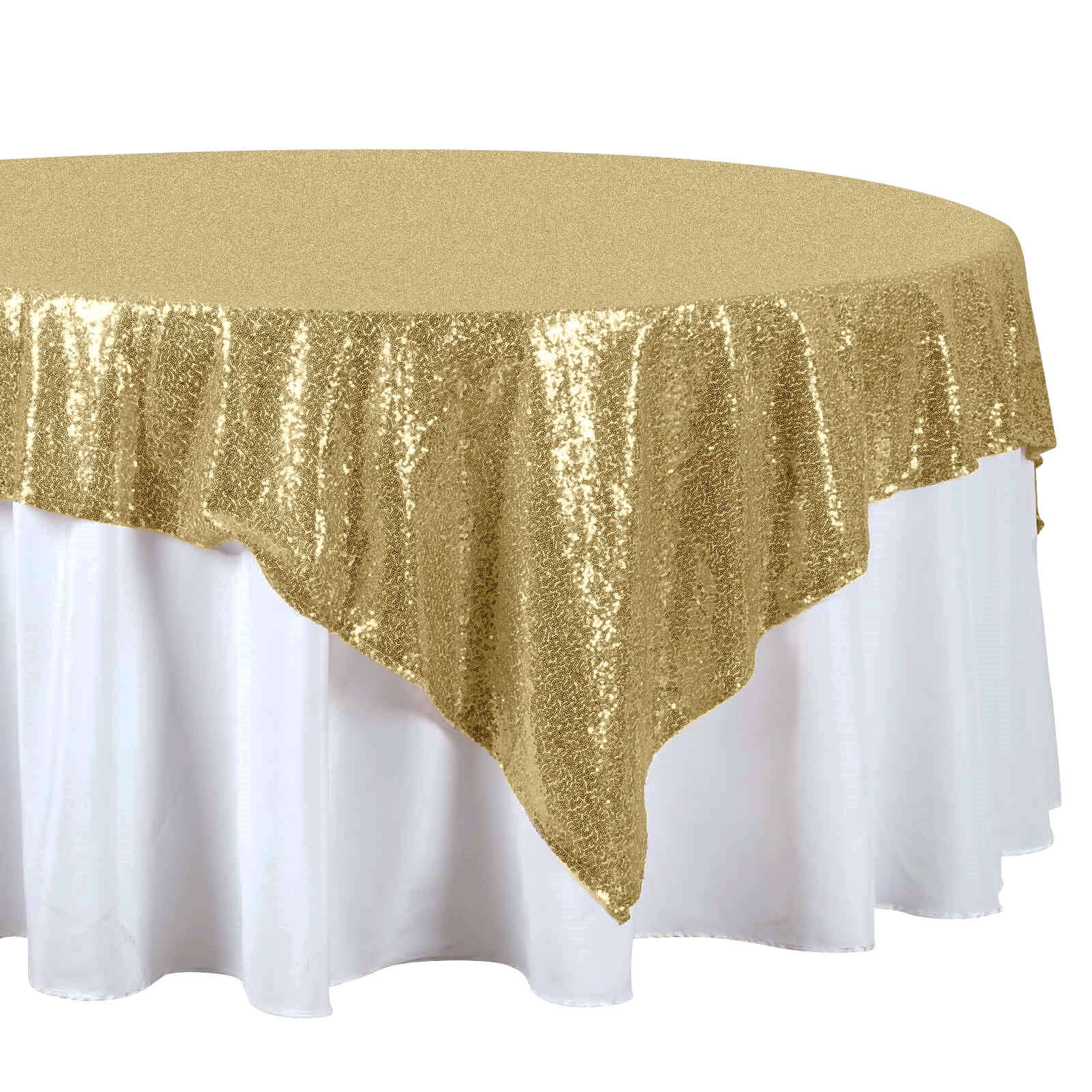 Sequin Square Table Overlay 72"x72" Champagne - Sparkly Table Topper - Image 6