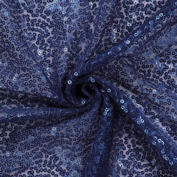 Sequin Square Table Overlay 72"x72" Navy Blue - Sparkly Table Topper - Image 3