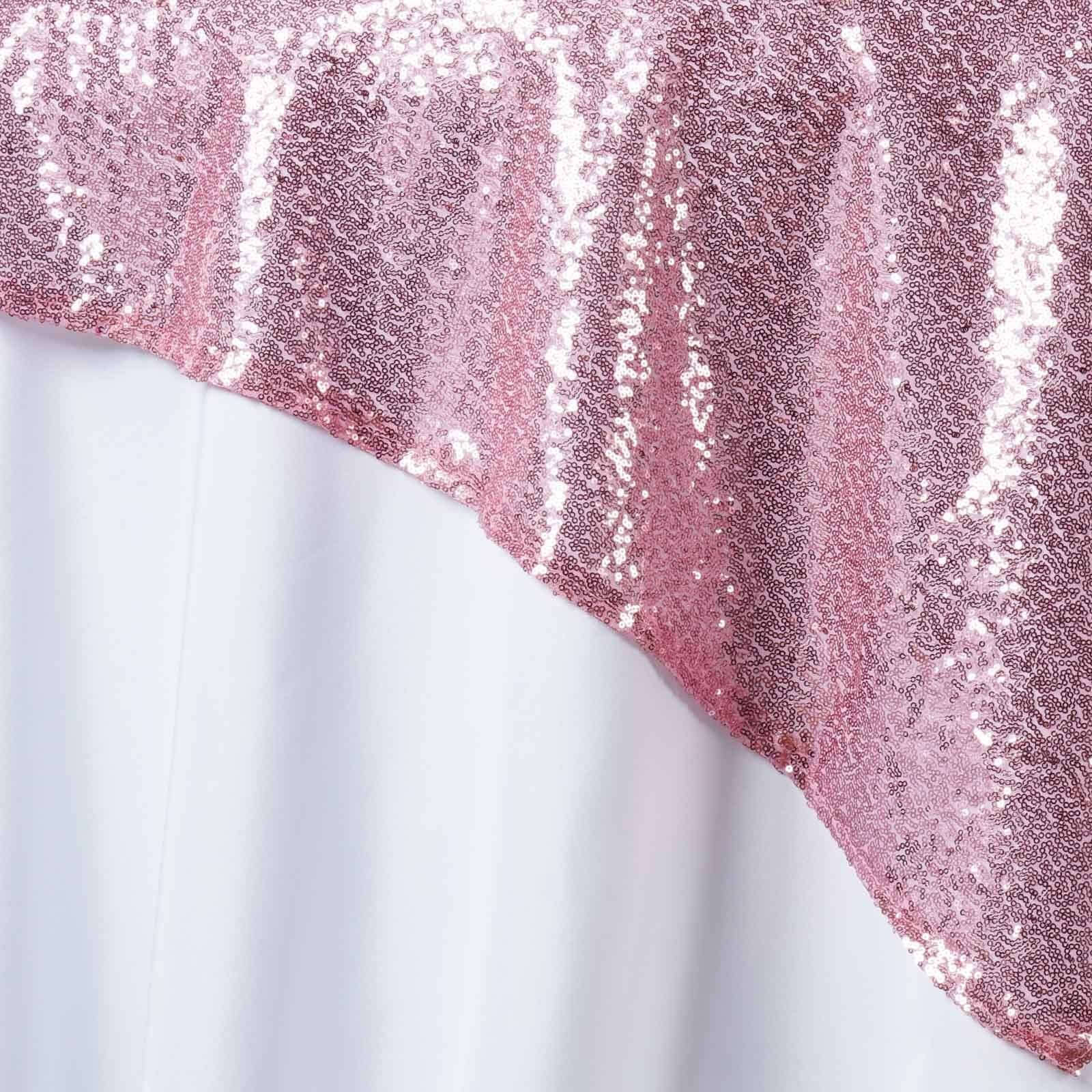 Sequin Square Table Overlay 72"x72" Pink - Sparkly Table Topper - Image 7