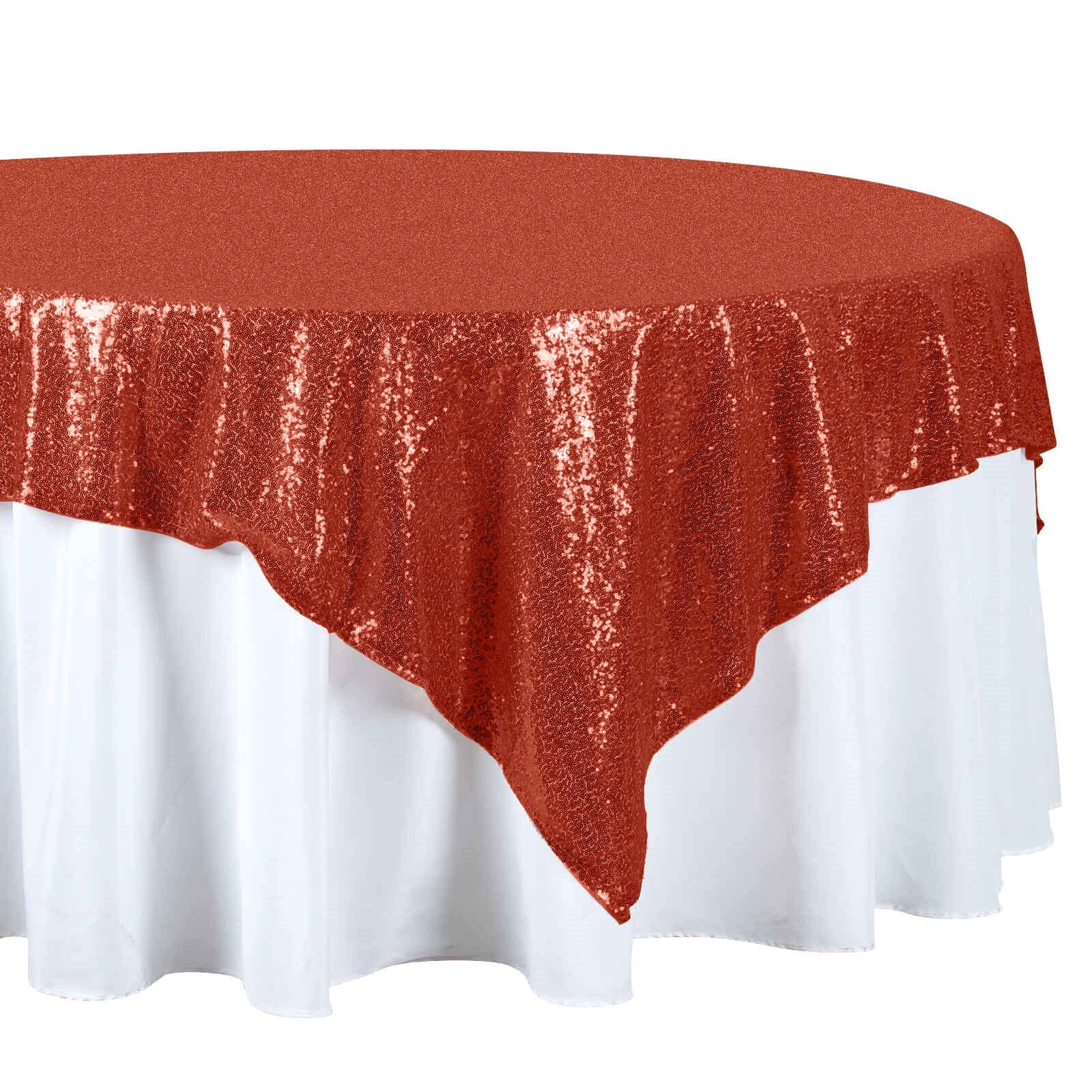 Sequin Square Table Overlay 72"x72" Red - Sparkly Table Topper - Image 6