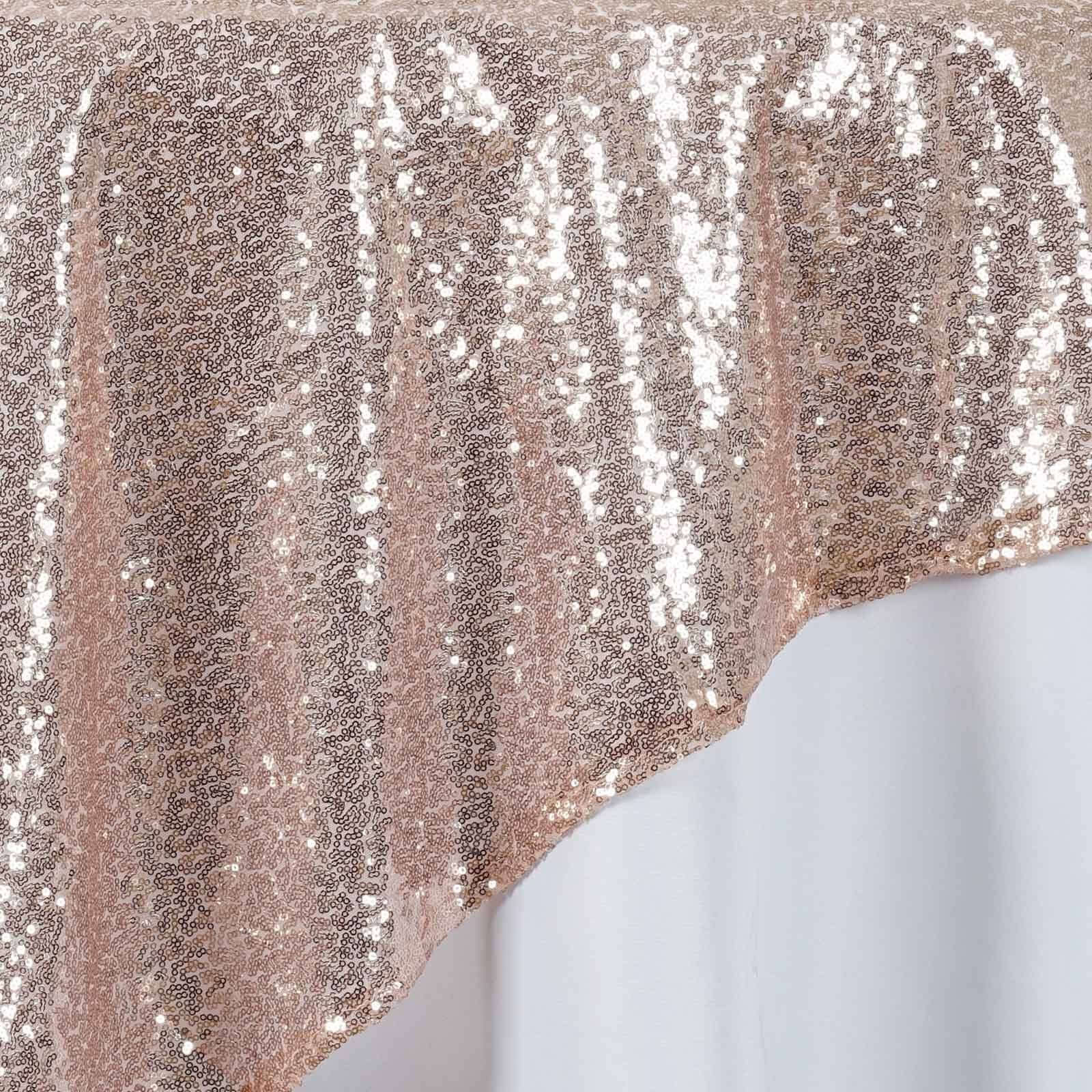 Sequin Square Table Overlay 72"x72" Rose Gold - Sparkly Table Topper - Image 6