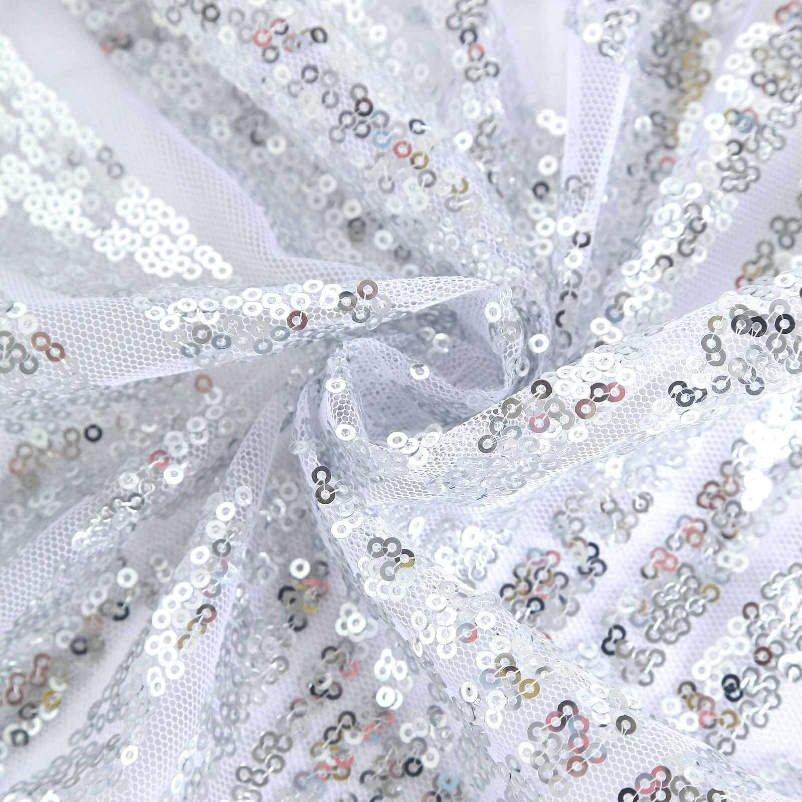 Sequin Table Overlay 72" Square Silver - Diamond Glitz Table Topper - Image 8