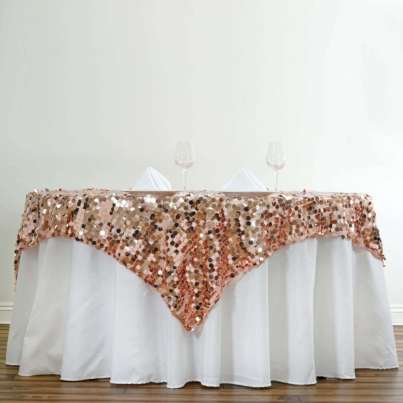Sequin Table Overlay 72"x72" Blush - Big Payette Table Topper