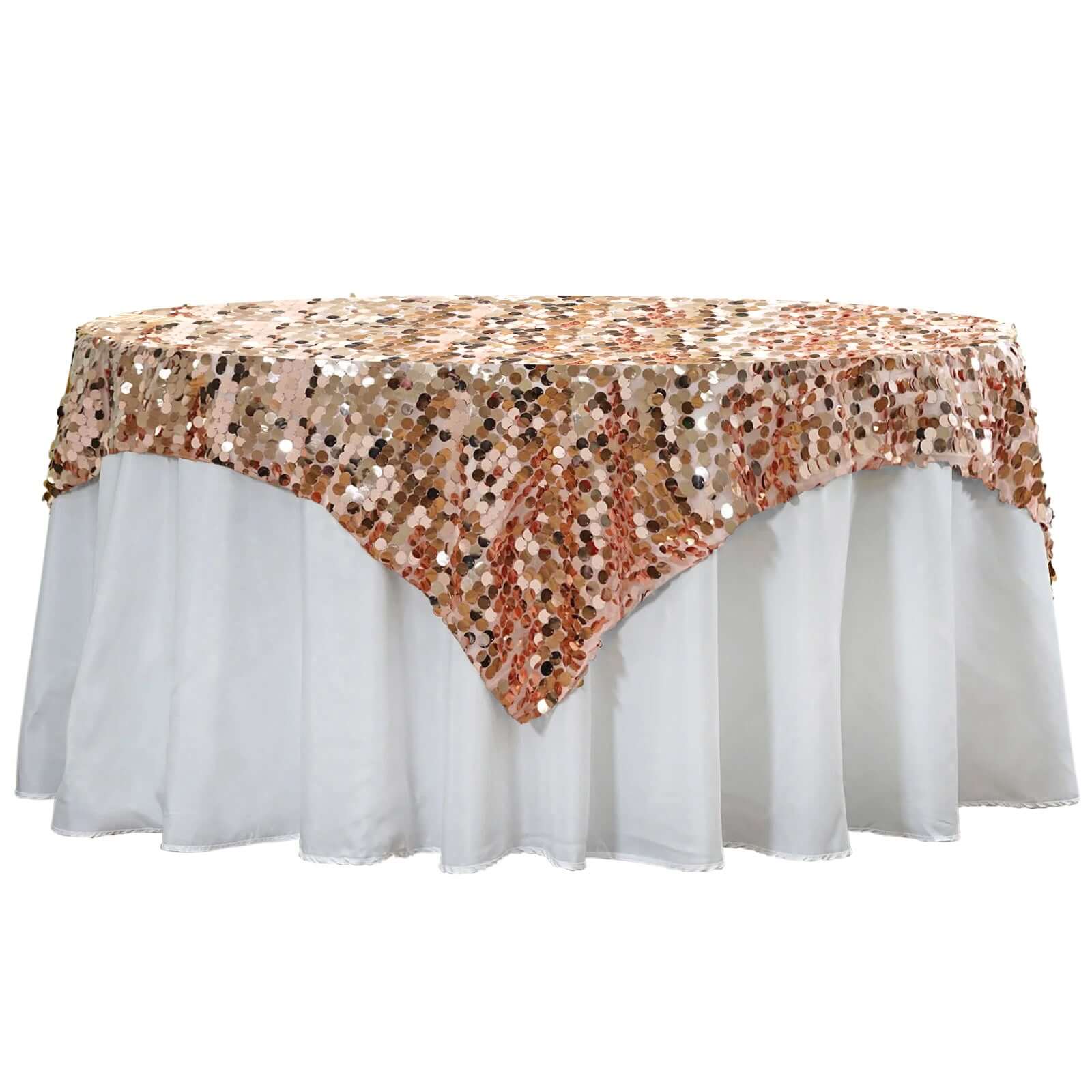 Sequin Table Overlay 72"x72" Blush - Big Payette Table Topper - Image 5