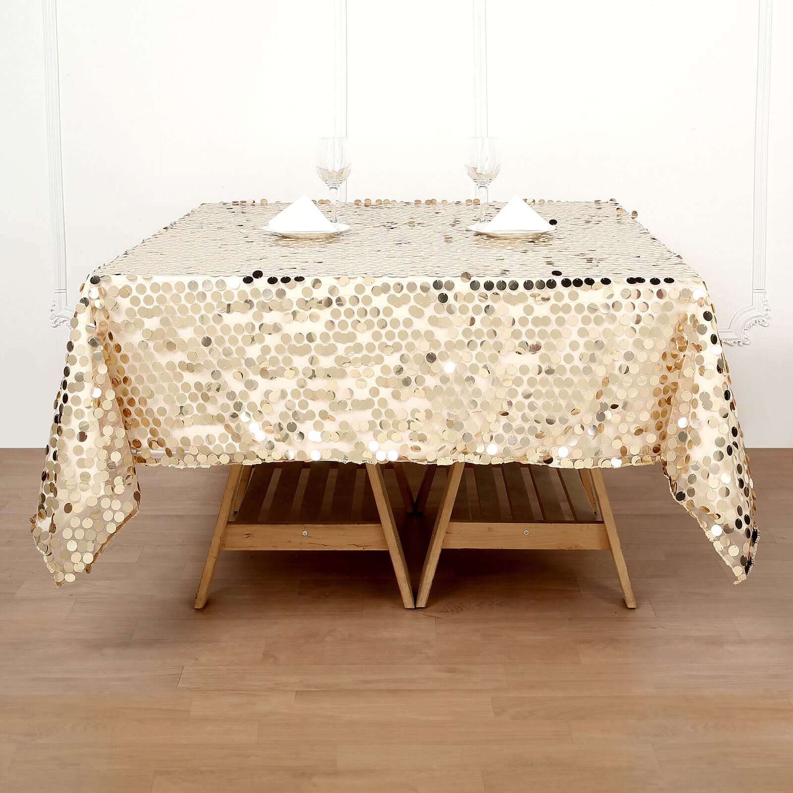 Sequin Table Overlay 72"x72" Champagne - Big Payette Table Topper - Image 4