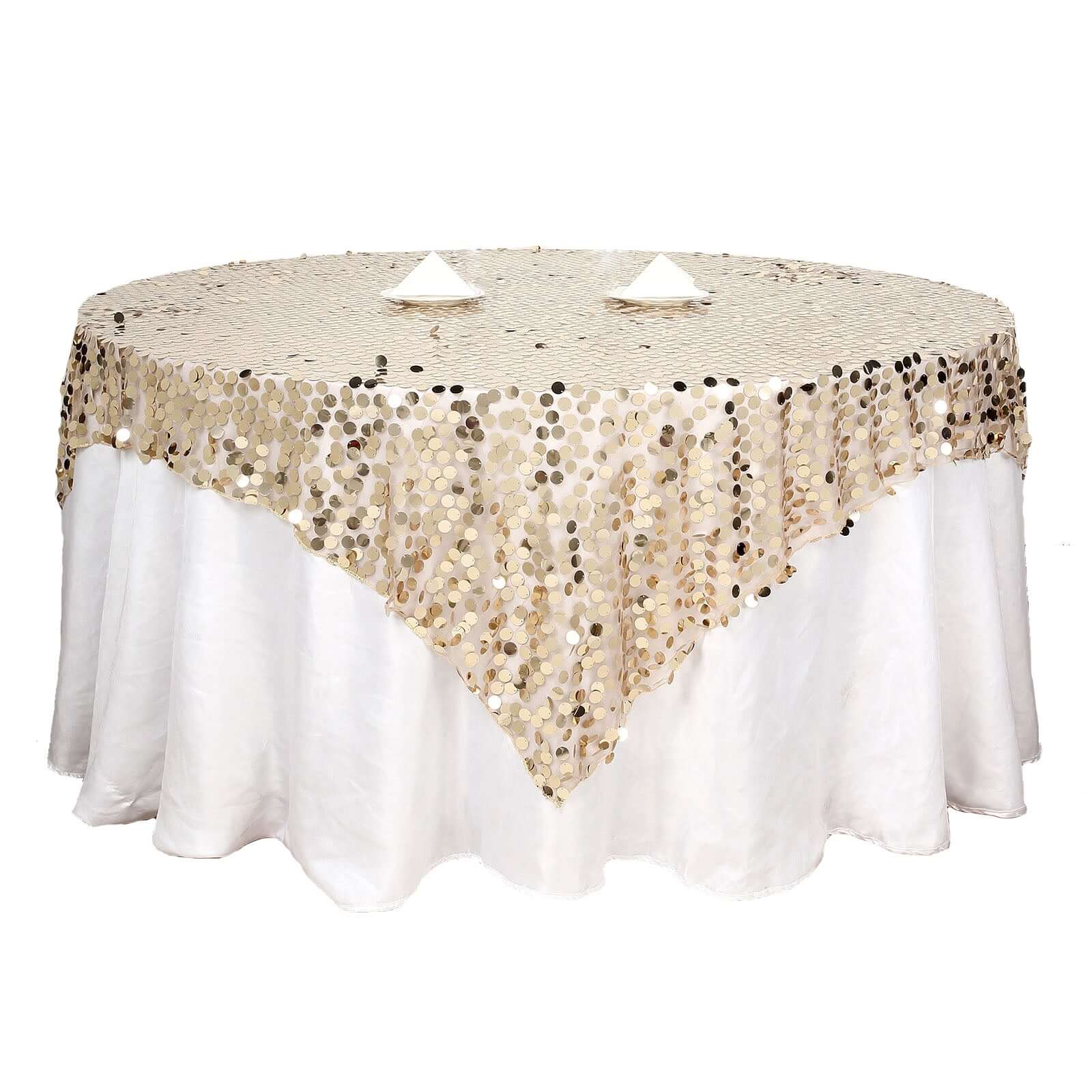 Sequin Table Overlay 72"x72" Champagne - Big Payette Table Topper - Image 5